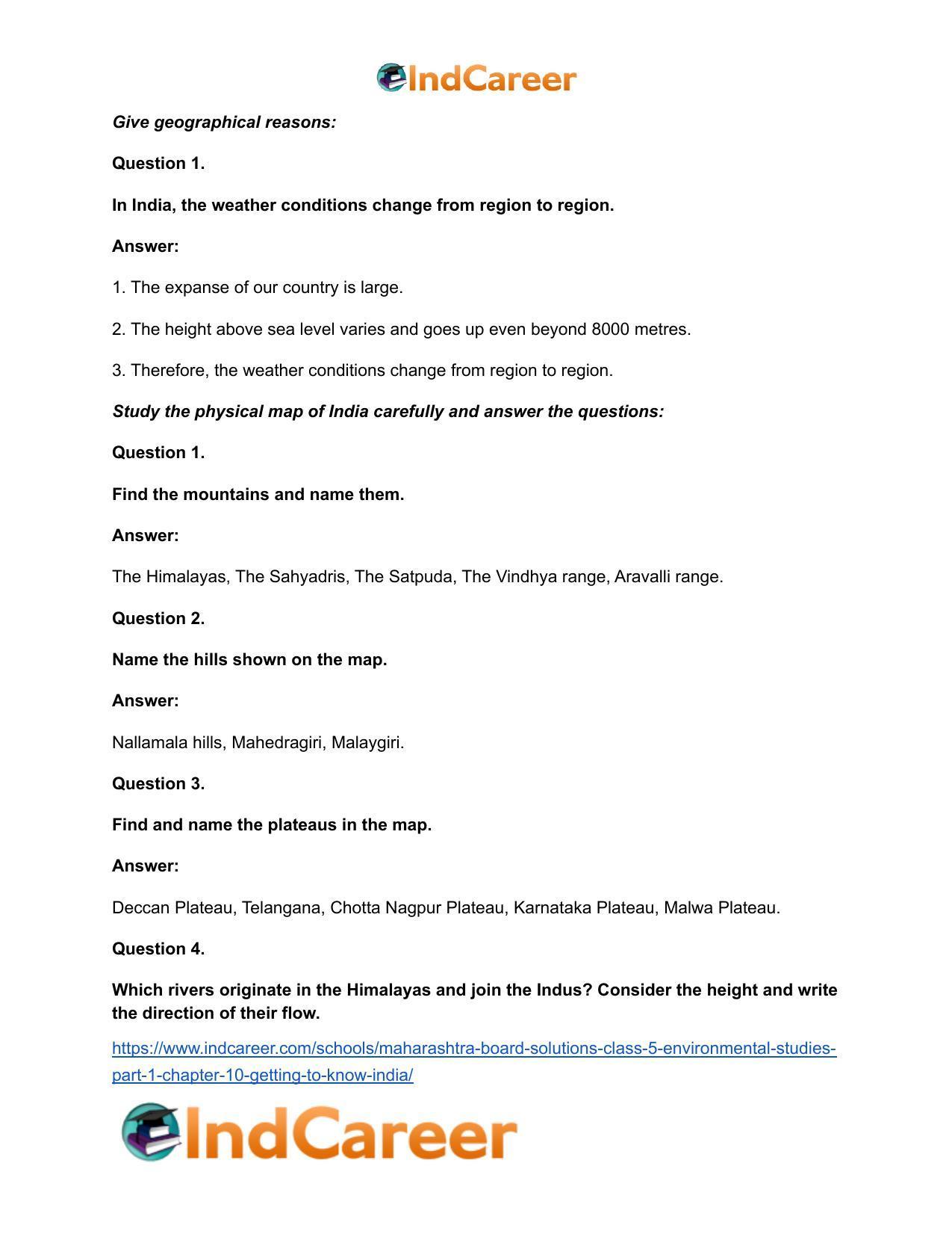 Maharashtra Board Solutions Class 5-Environmental Studies (Part 1): Chapter 10- Getting to Know India - Page 12