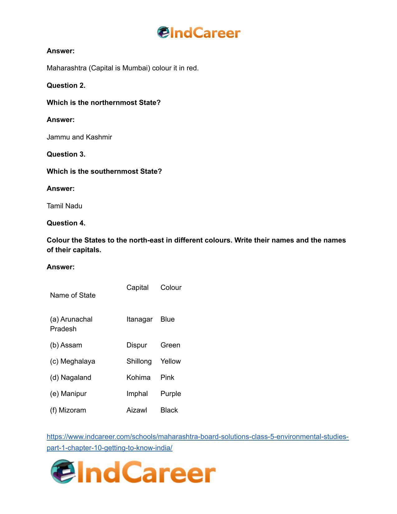 Maharashtra Board Solutions Class 5-Environmental Studies (Part 1): Chapter 10- Getting to Know India - Page 16
