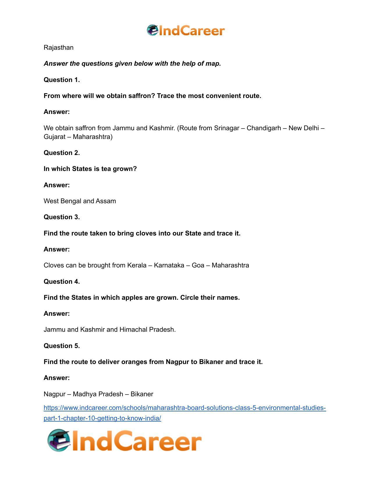 Maharashtra Board Solutions Class 5-Environmental Studies (Part 1): Chapter 10- Getting to Know India - Page 18