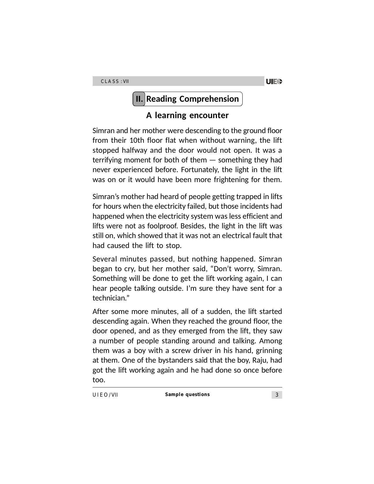 UIEO Sample Paper for Class 7 - Page 3