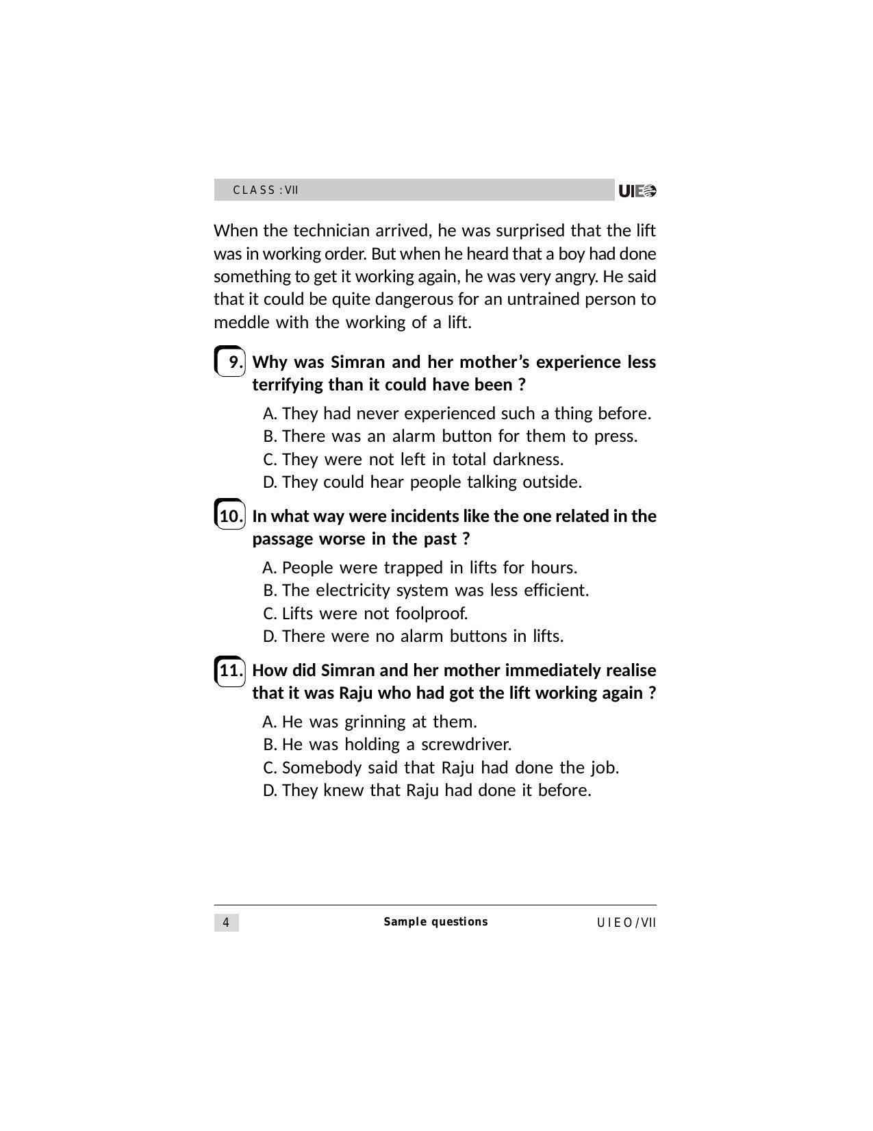 UIEO Sample Paper for Class 7 - Page 4