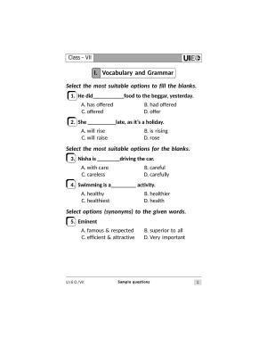 UIEO Sample Paper for Class 7