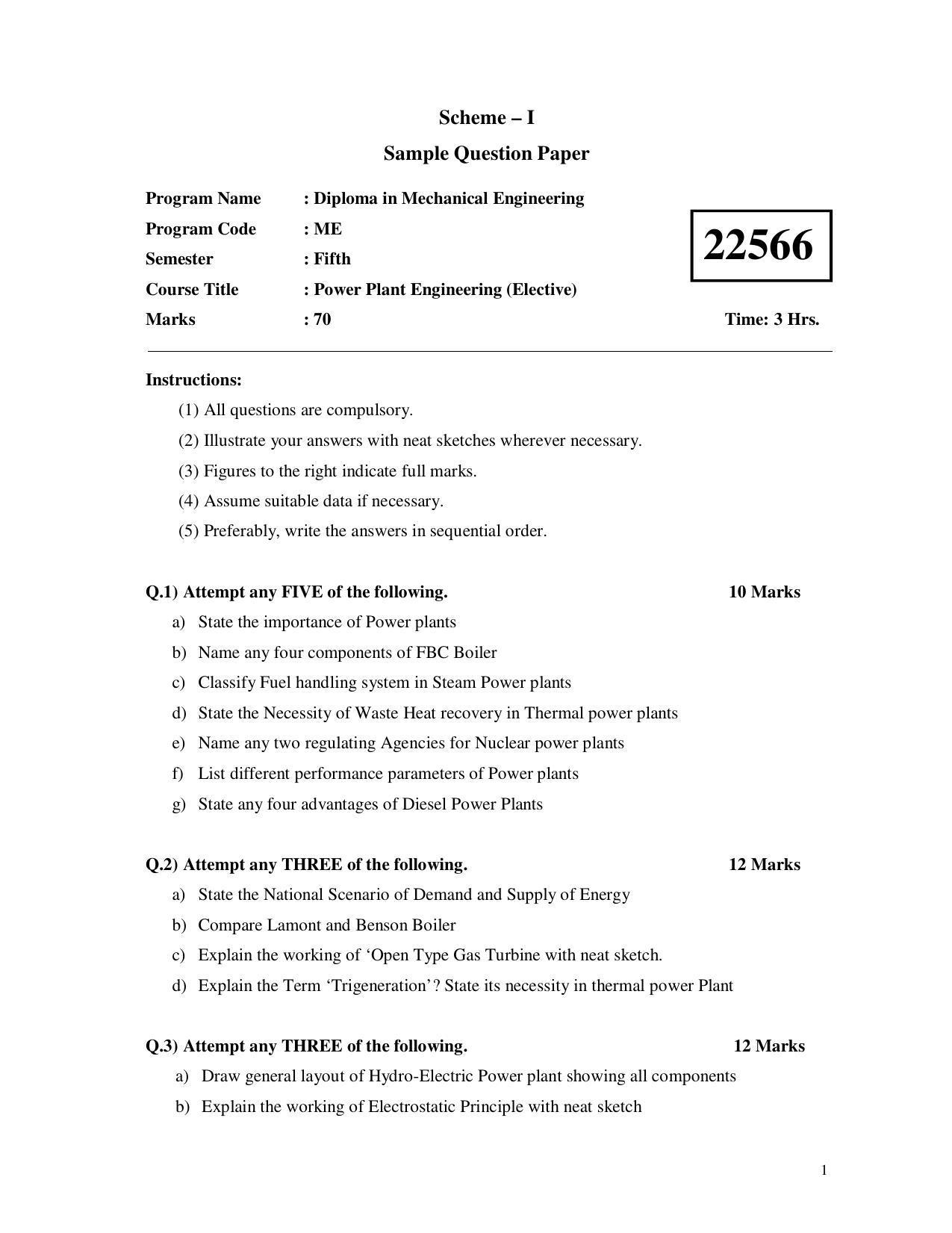 MSBTE Summer Question Paper 2019 - Power Plant Engineering (Elective) - Page 1