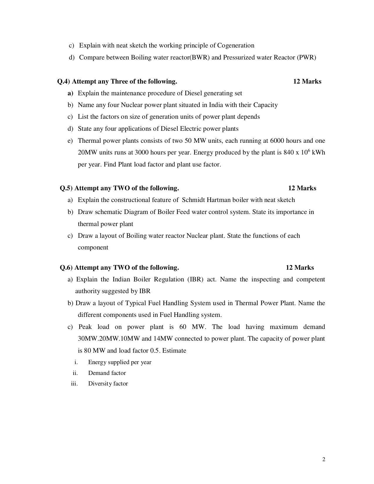 MSBTE Summer Question Paper 2019 - Power Plant Engineering (Elective) - Page 2