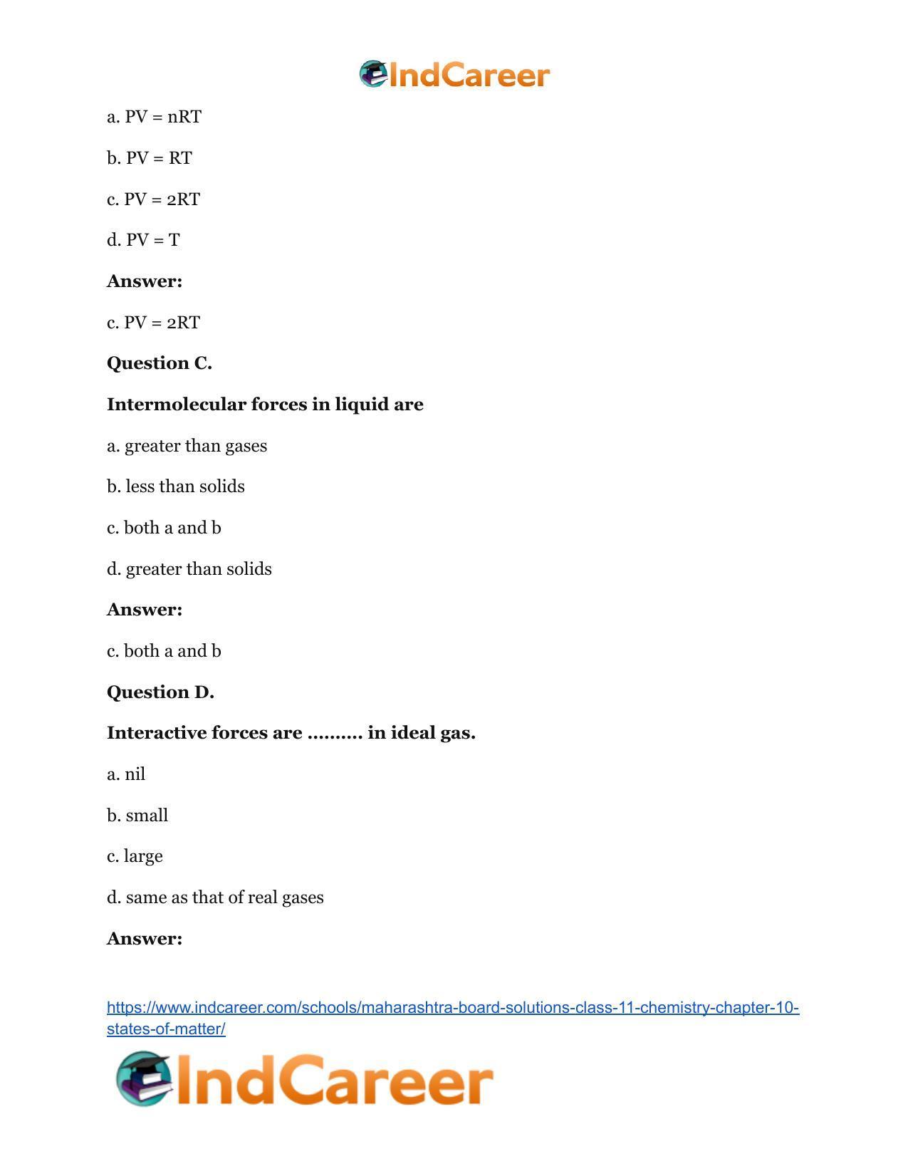 Maharashtra Board Solutions Class 11-Chemistry: Chapter 10- States of Matter - Page 3