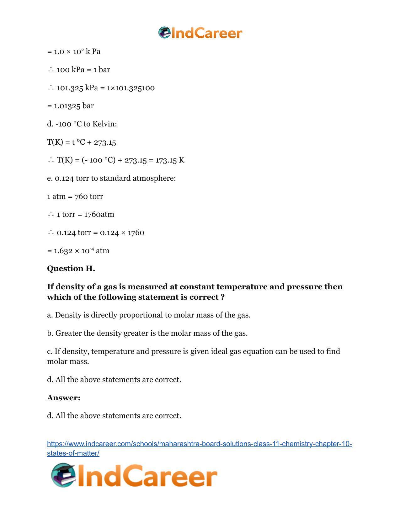 Maharashtra Board Solutions Class 11-Chemistry: Chapter 10- States of Matter - Page 8