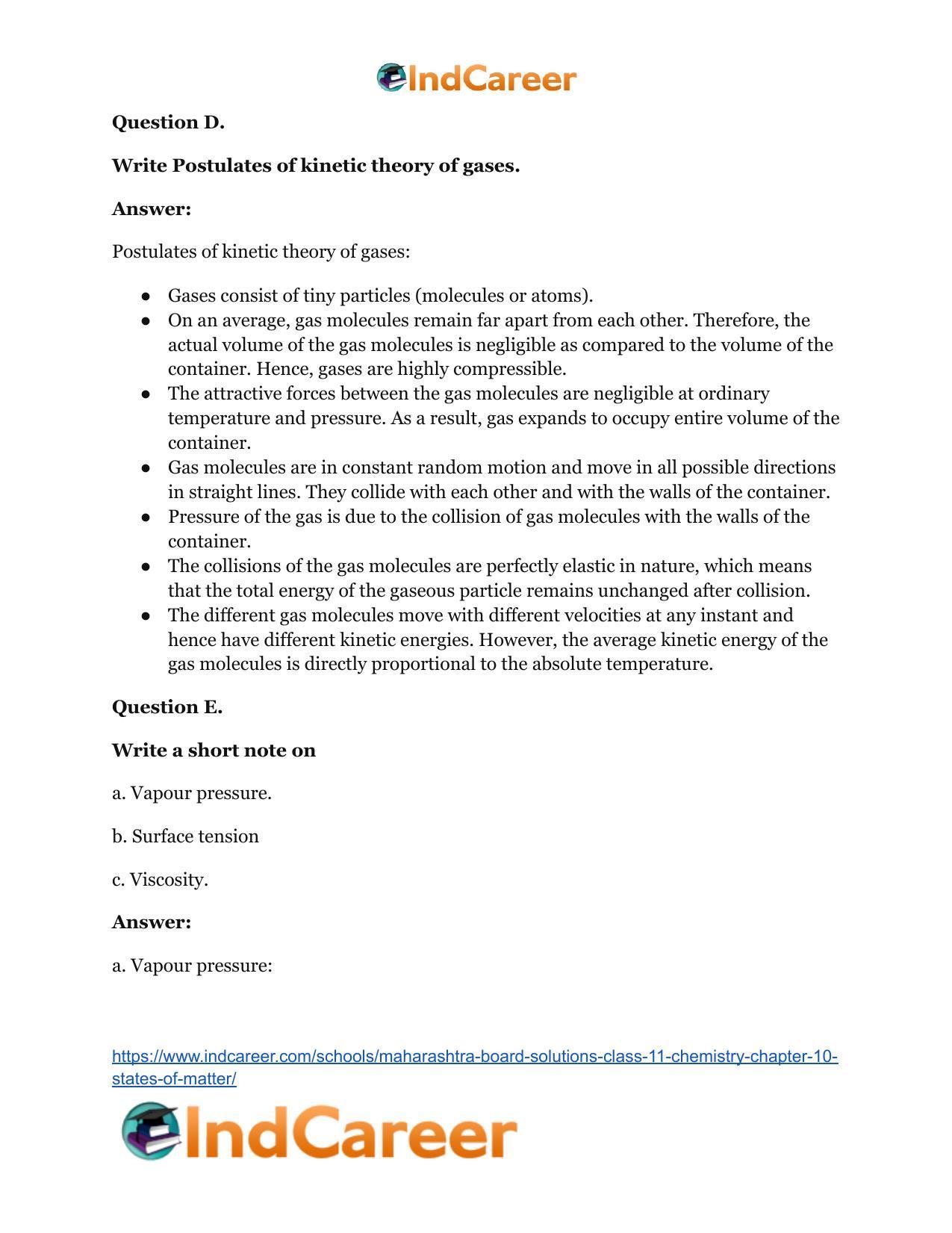 Maharashtra Board Solutions Class 11-Chemistry: Chapter 10- States of Matter - Page 21