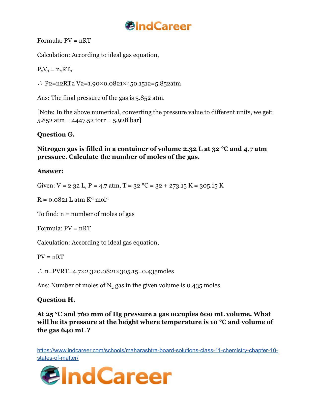 Maharashtra Board Solutions Class 11-Chemistry: Chapter 10- States of Matter - Page 29
