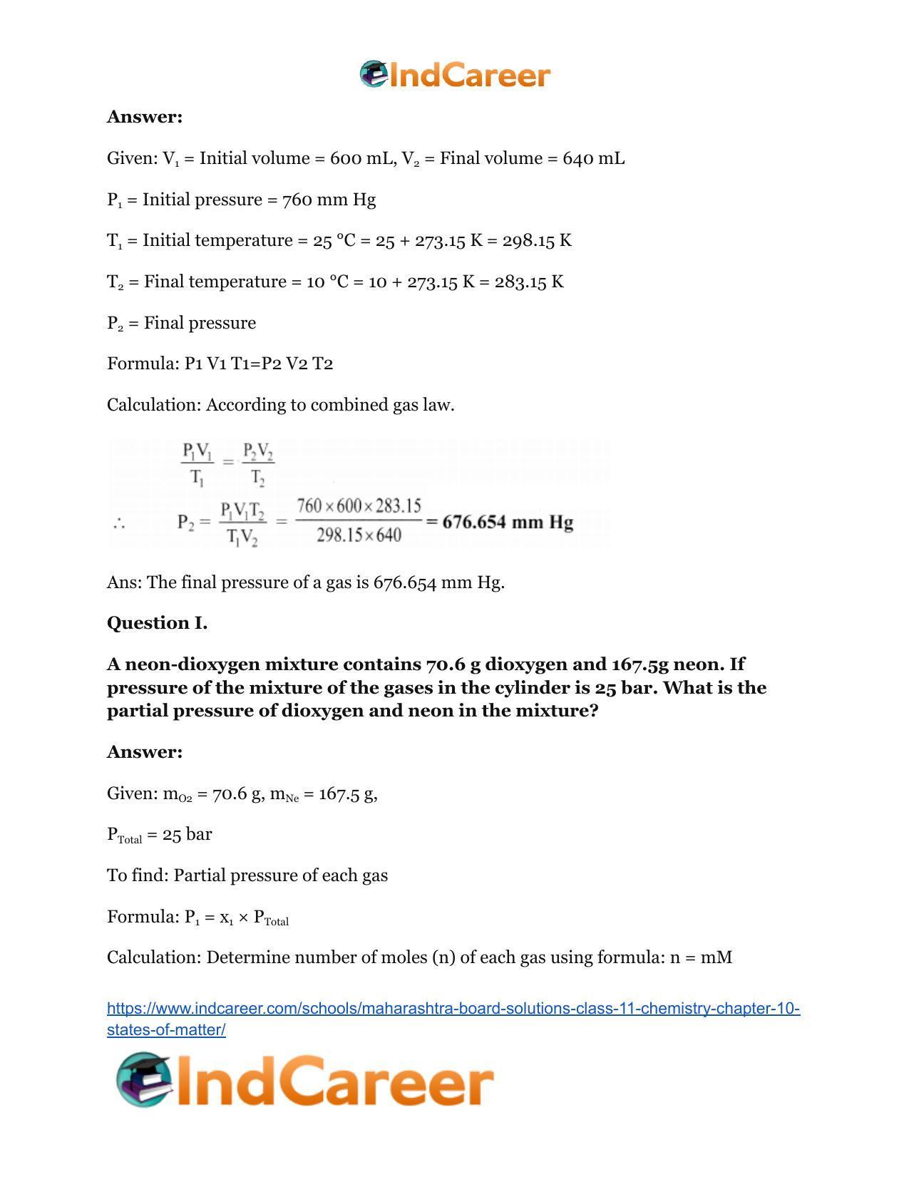 Maharashtra Board Solutions Class 11-Chemistry: Chapter 10- States of Matter - Page 30