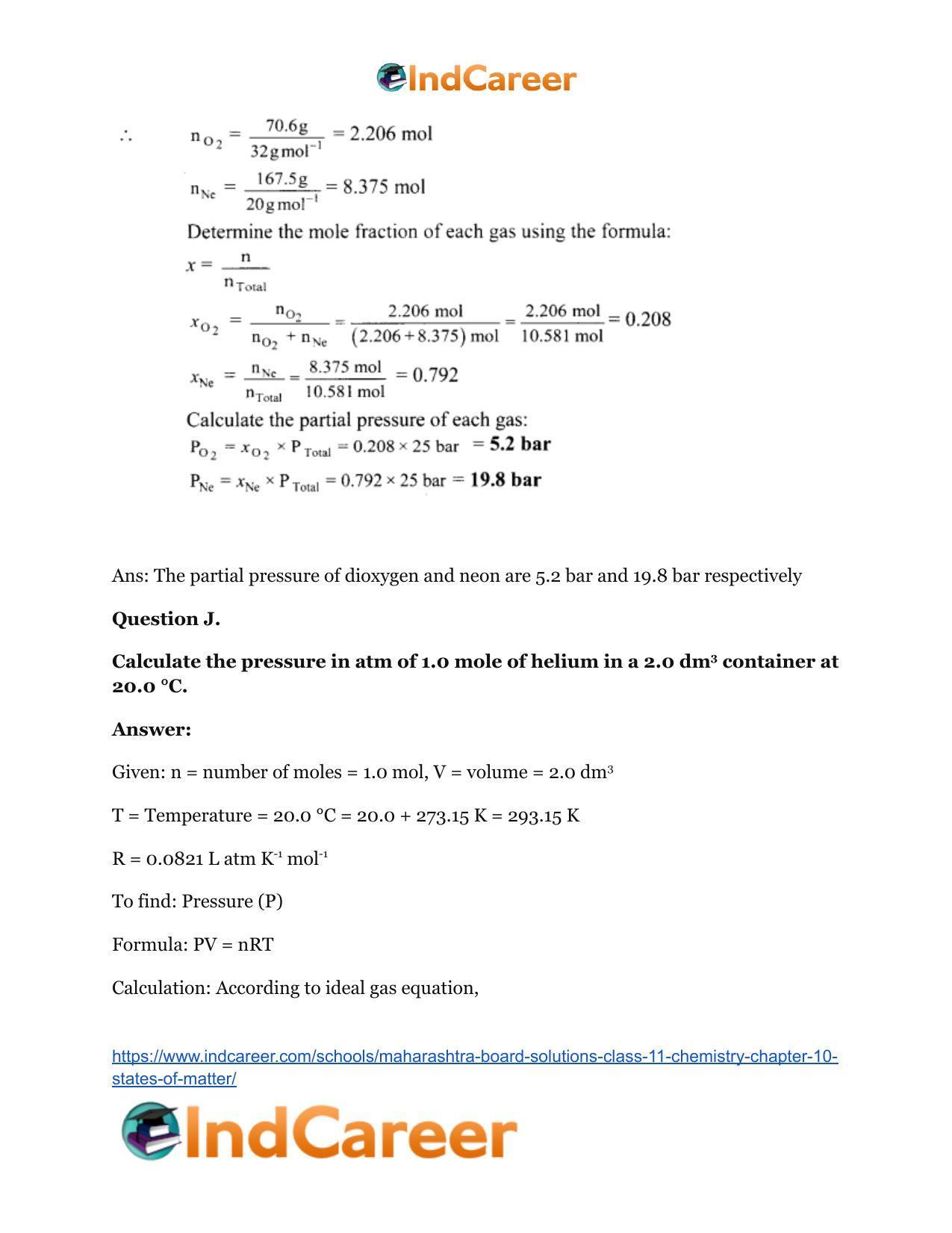 Maharashtra Board Solutions Class 11-Chemistry: Chapter 10- States of Matter - Page 31