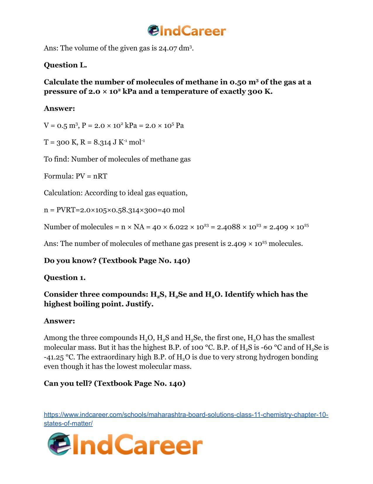 Maharashtra Board Solutions Class 11-Chemistry: Chapter 10- States of Matter - Page 33