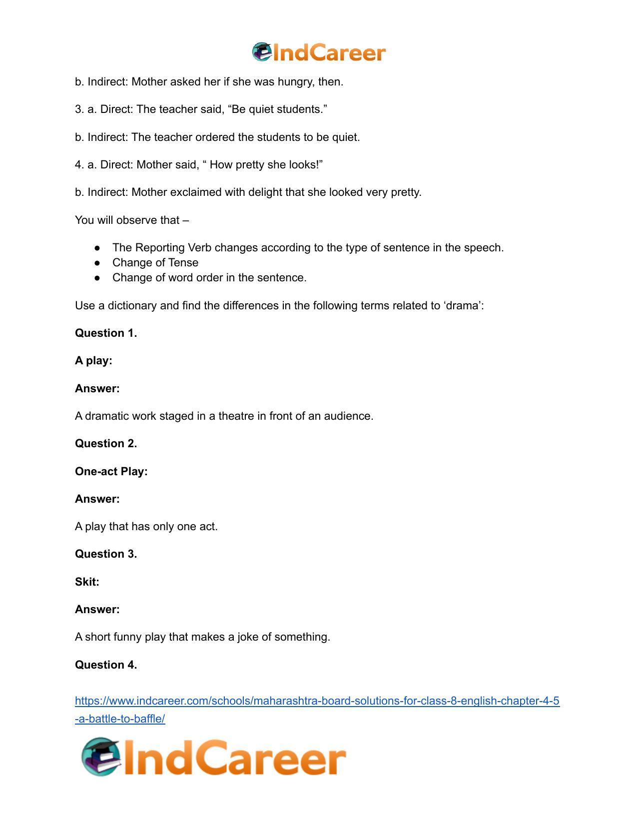 Maharashtra Board Solutions for Class 8- English: Chapter 4.5- A Battle to Baffle - Page 3