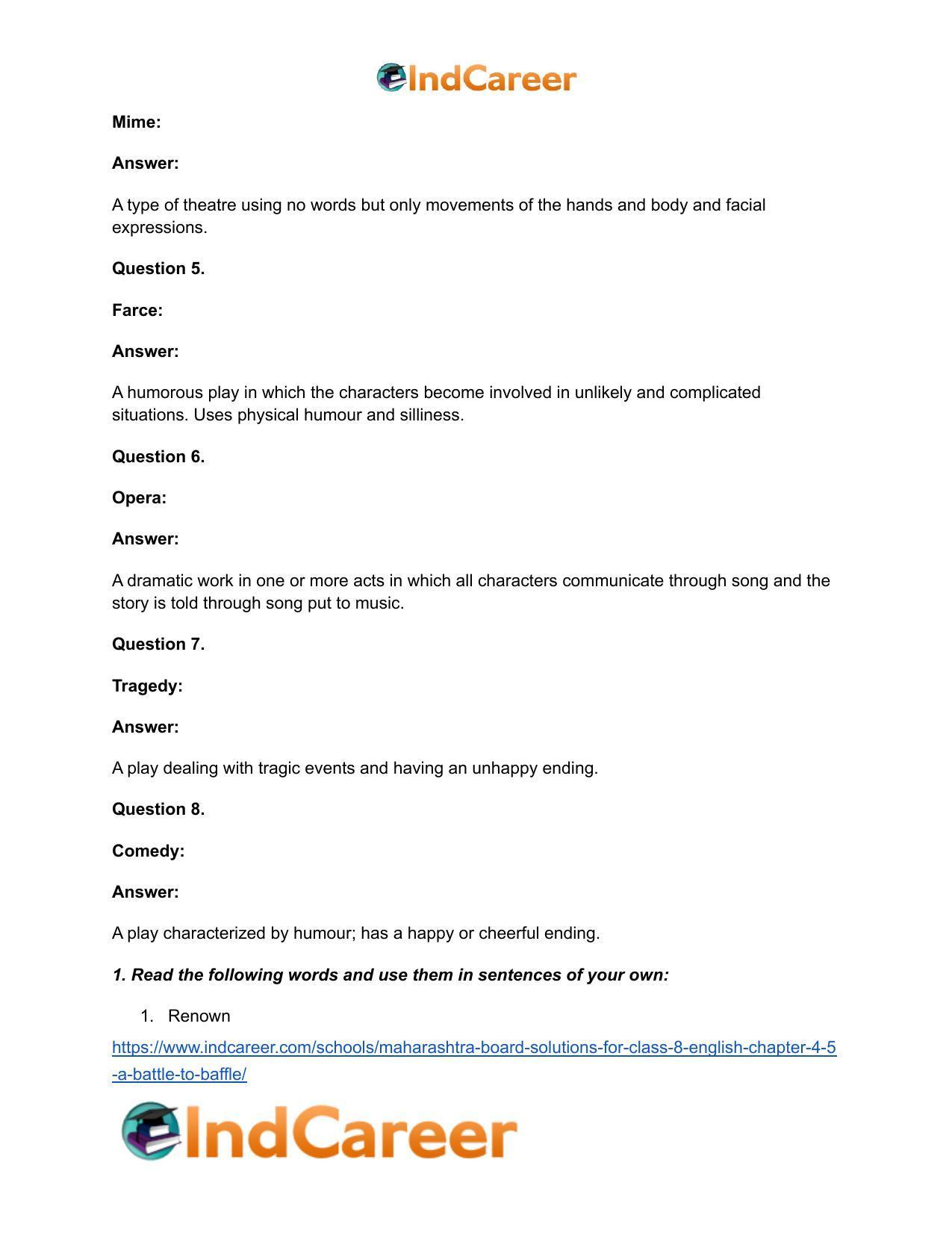 Maharashtra Board Solutions for Class 8- English: Chapter 4.5- A Battle to Baffle - Page 4