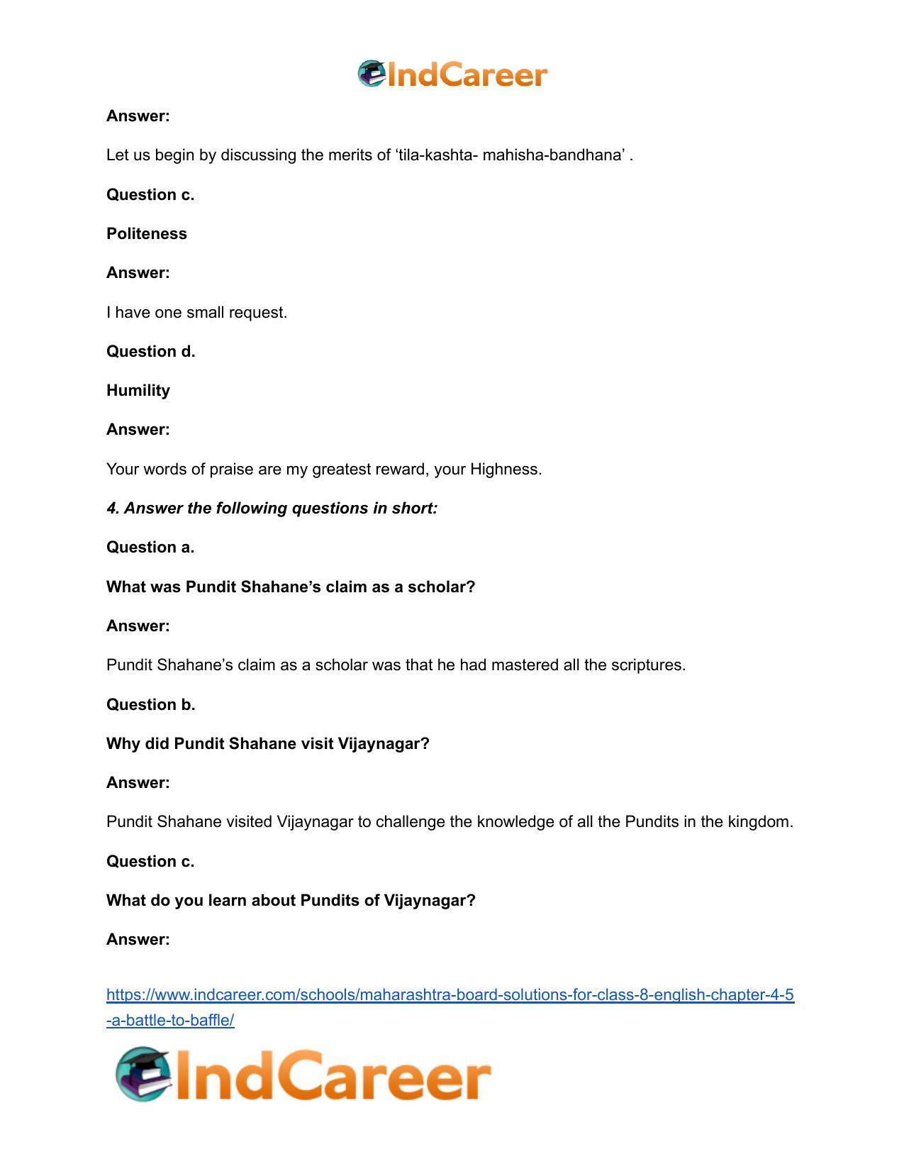 Maharashtra Board Solutions for Class 8- English: Chapter 4.5- A Battle to Baffle - Page 6