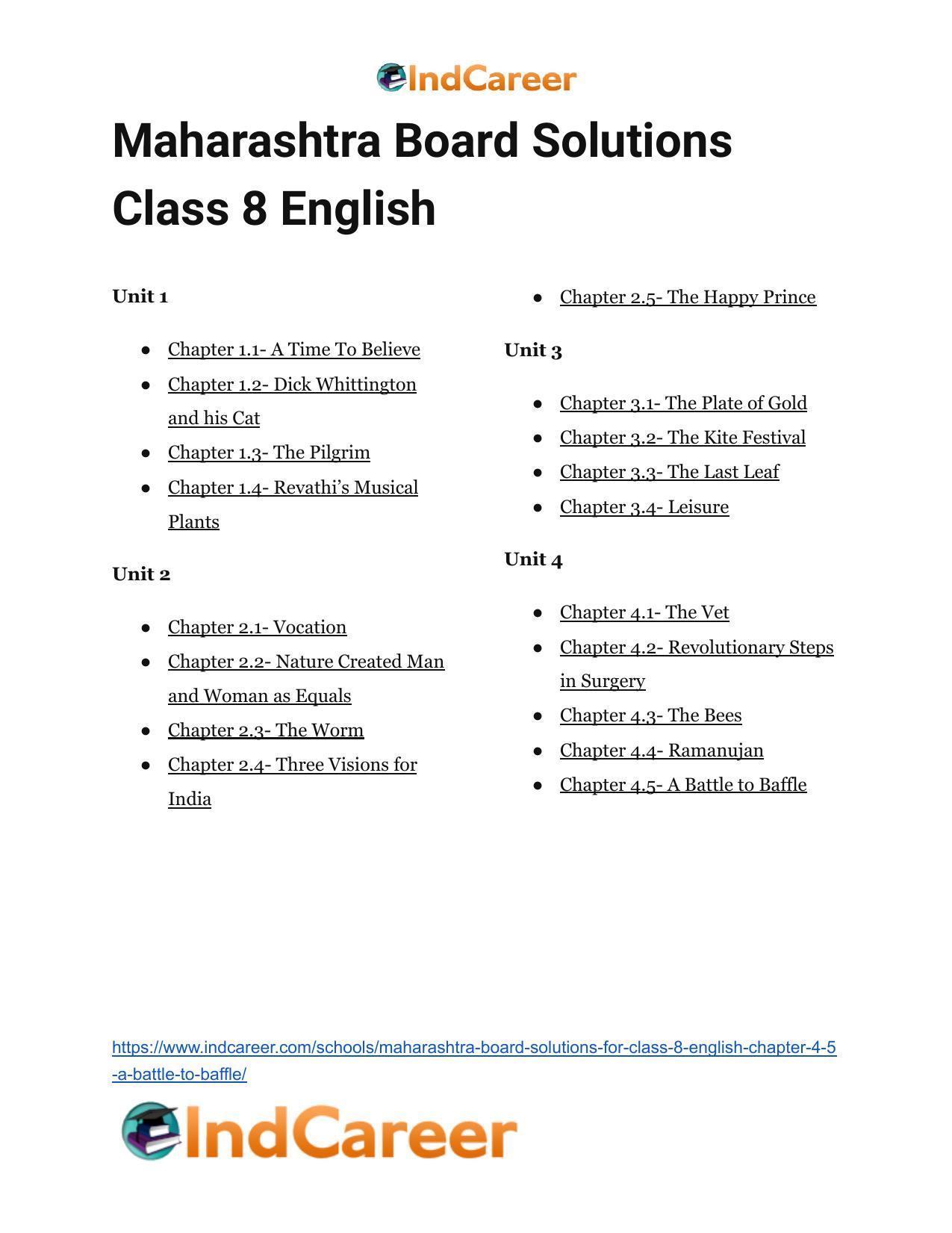 Maharashtra Board Solutions for Class 8- English: Chapter 4.5- A Battle to Baffle - Page 24