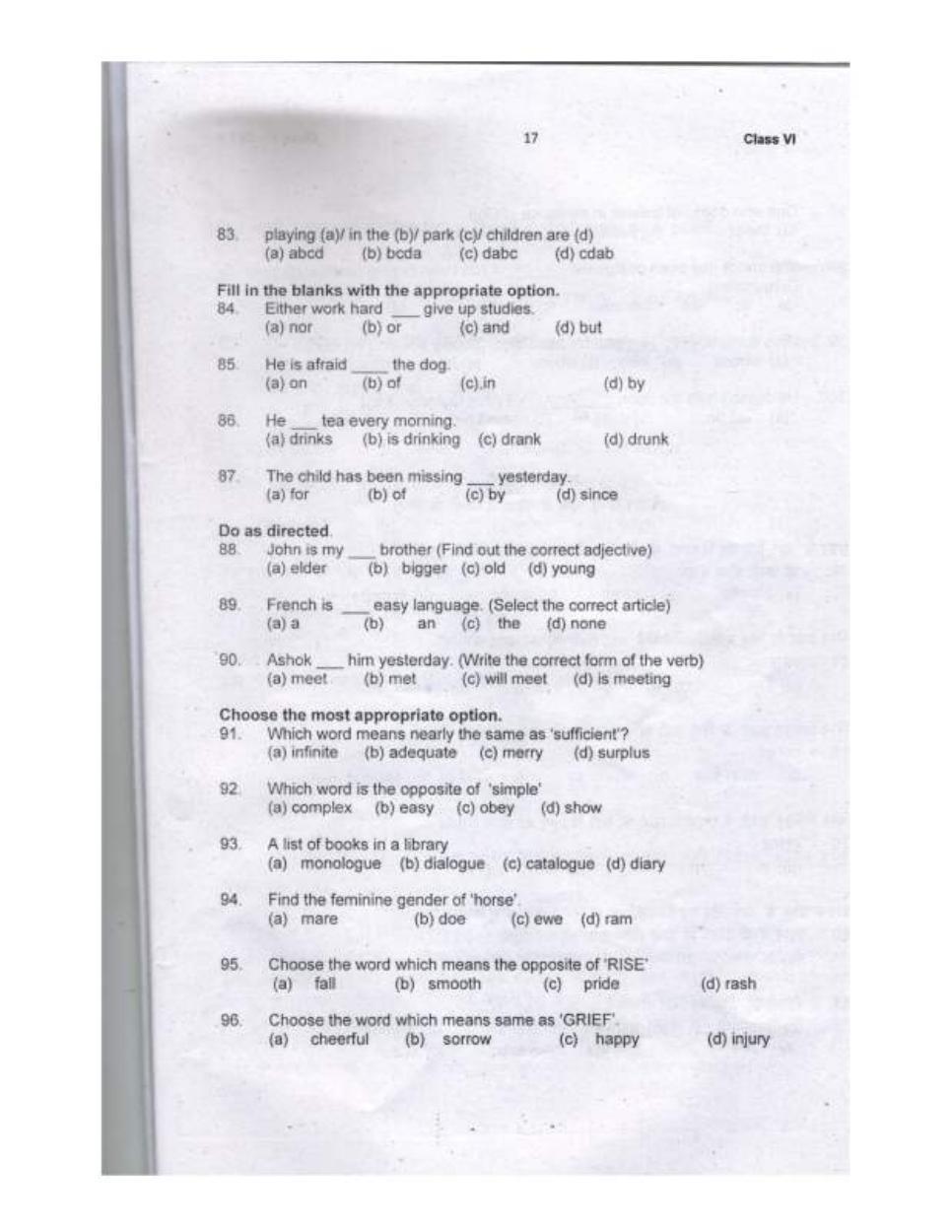 Sainik School question paper 2020 for class 6 - Page 17