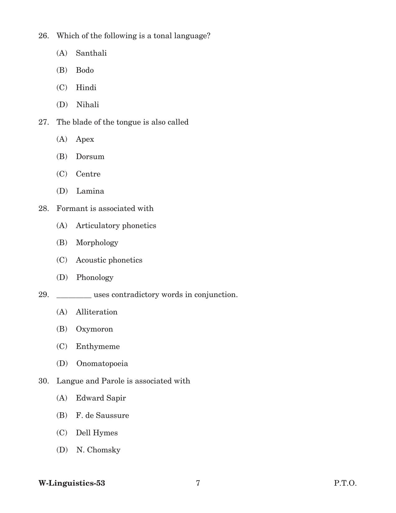 Odisha CPET 2022 LINGUISTICS Question Paper - Page 7