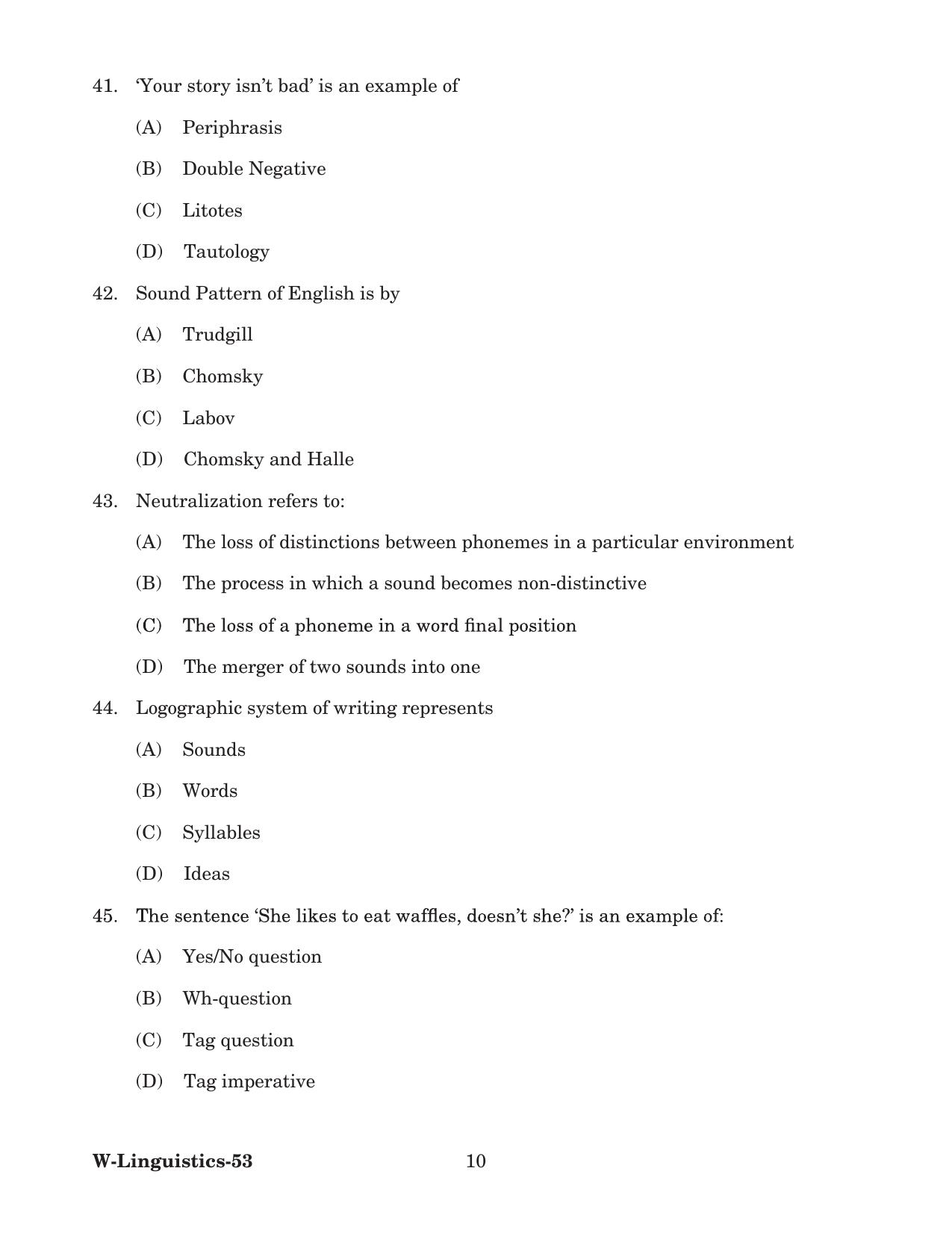 Odisha CPET 2022 LINGUISTICS Question Paper - Page 10