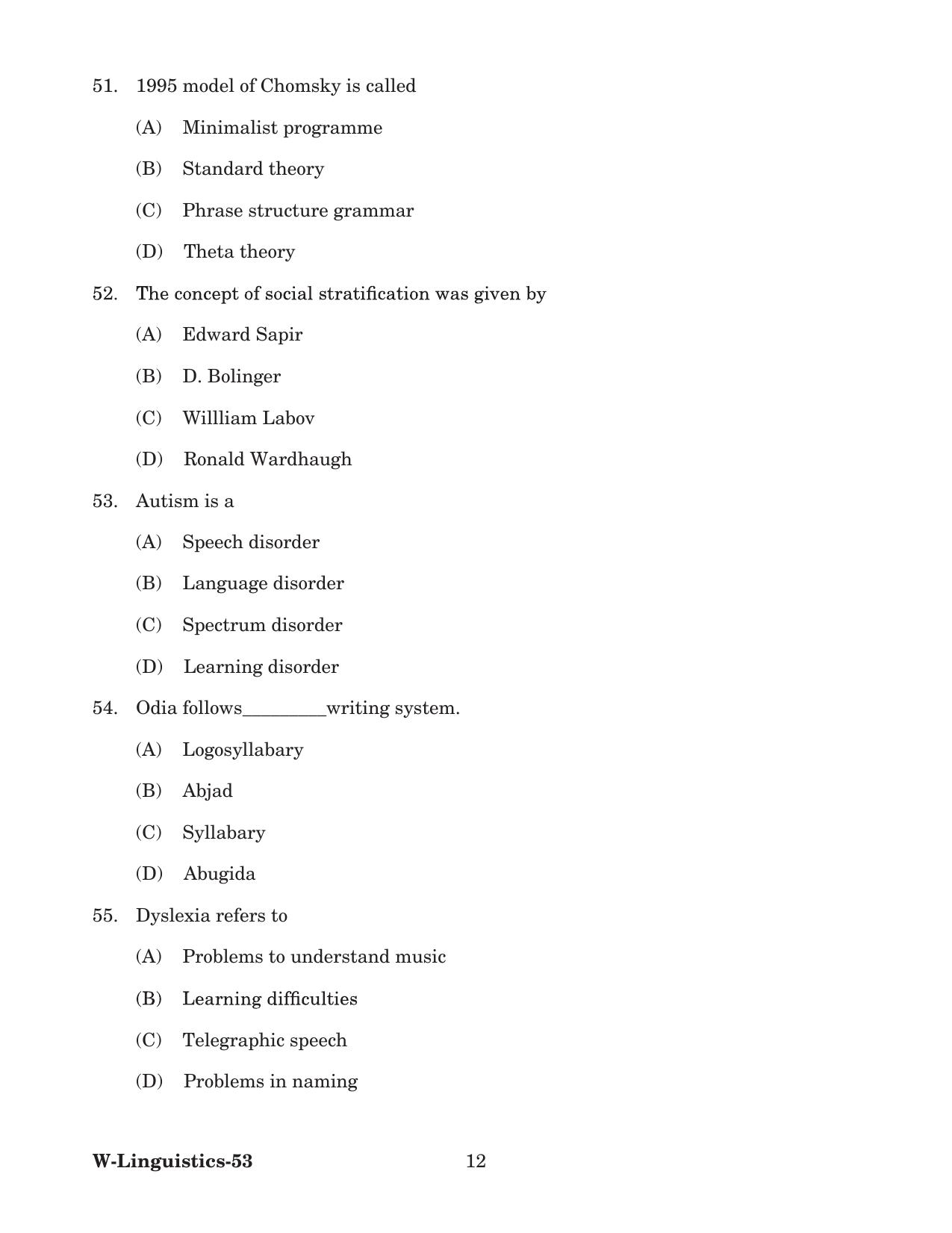 Odisha CPET 2022 LINGUISTICS Question Paper - Page 12