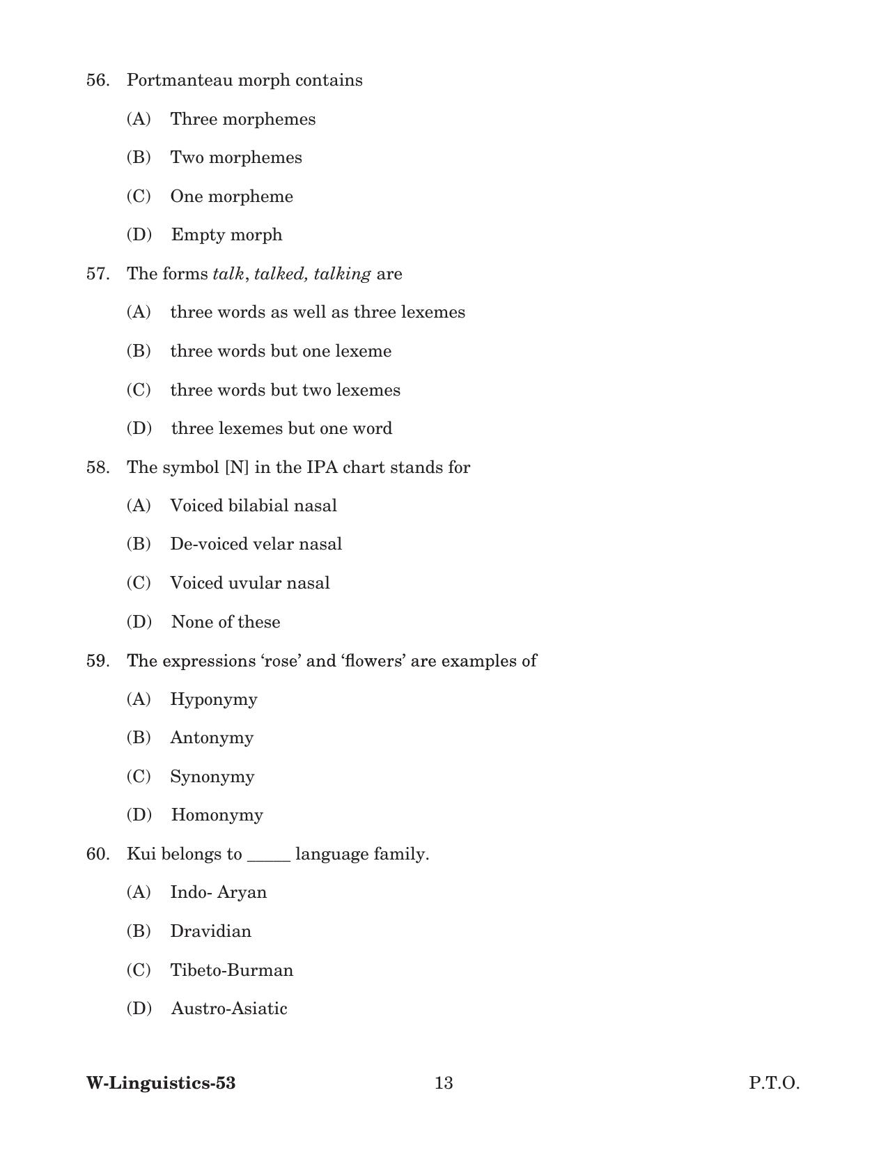 Odisha CPET 2022 LINGUISTICS Question Paper - Page 13