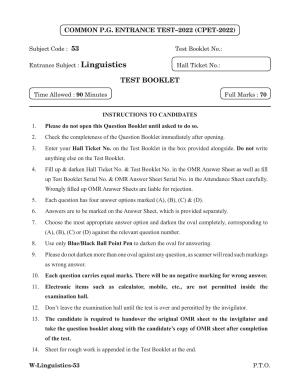 Odisha CPET 2022 LINGUISTICS Question Paper