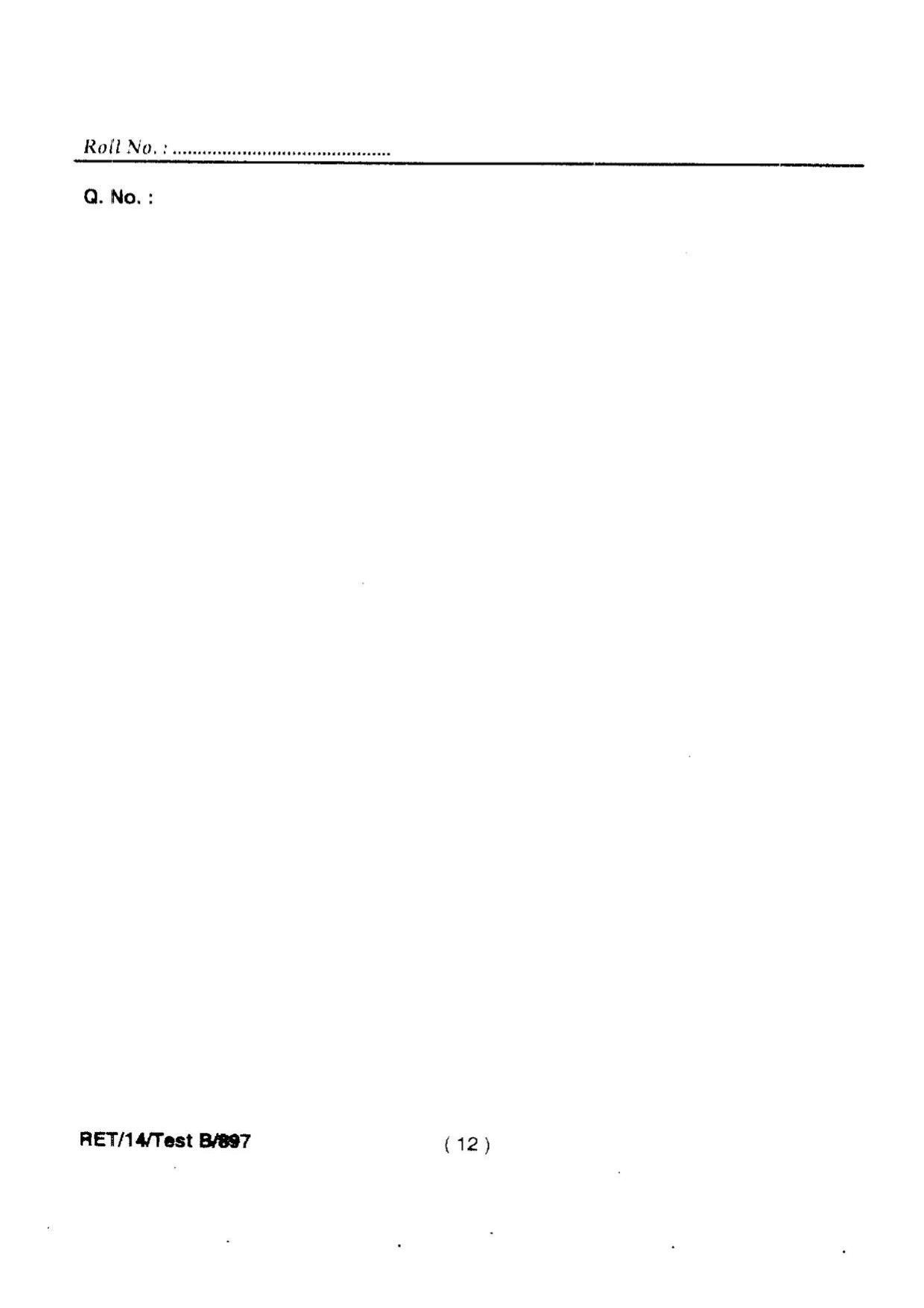 BHU RET Psychology 2014 Question Paper - Page 14