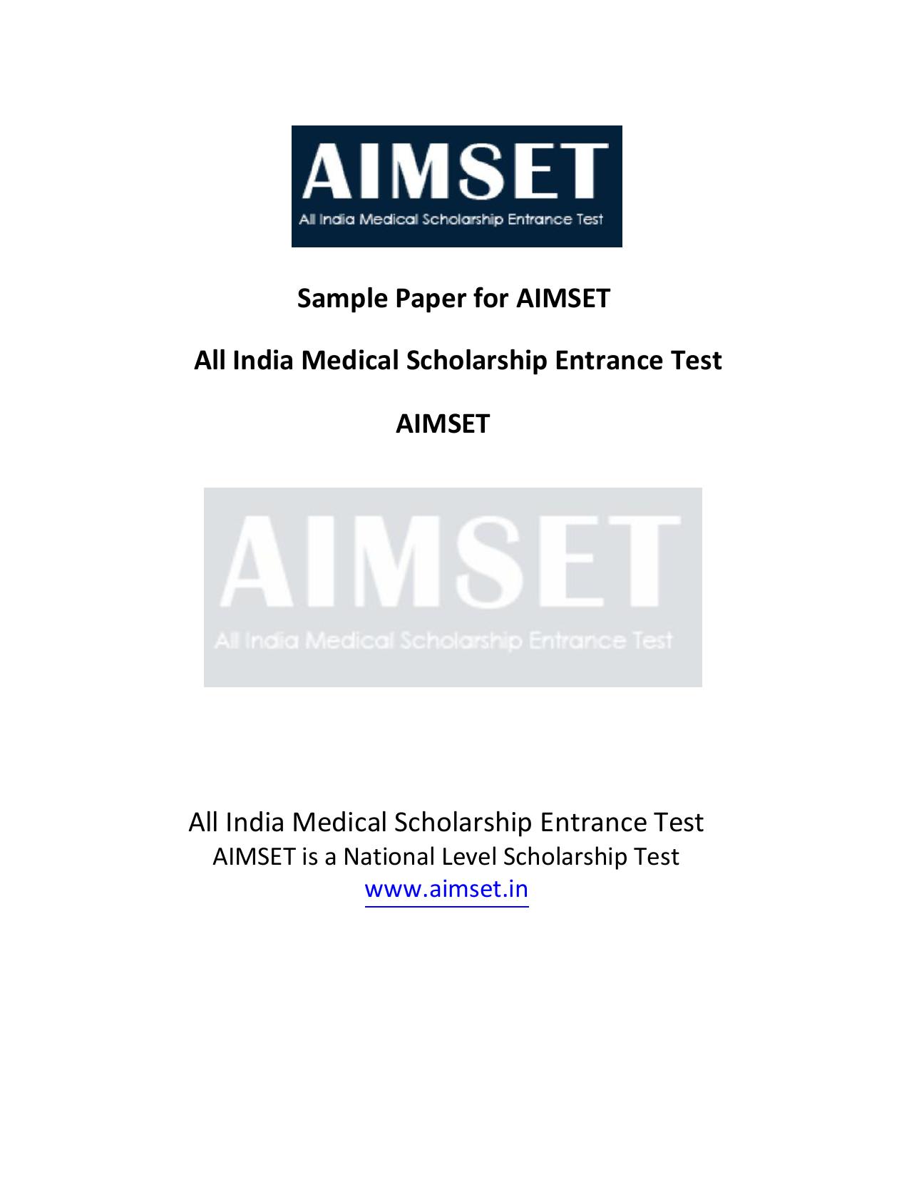 AIMSET 2024 Sample Paper - 1 - Page 1