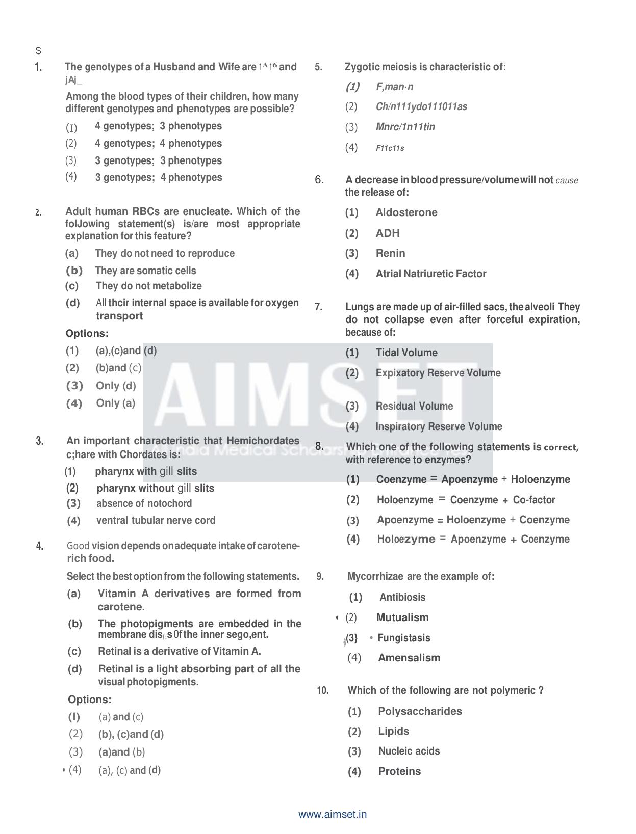 AIMSET 2024 Sample Paper - 1 - Page 2