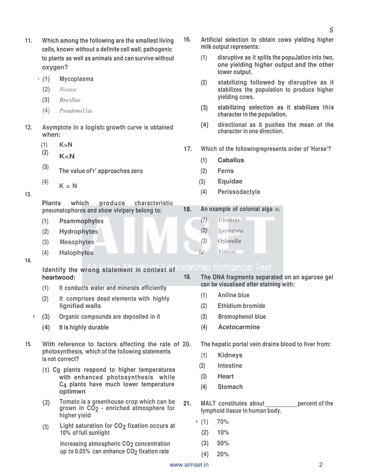 AIMSET 2024 Sample Paper - 1 - Page 3