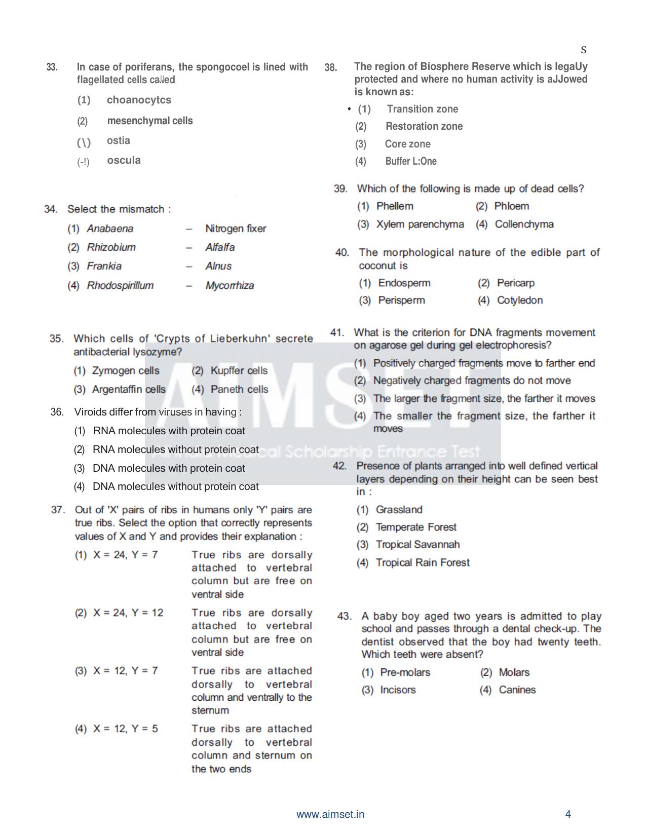 AIMSET 2024 Sample Paper - 1 - Page 5