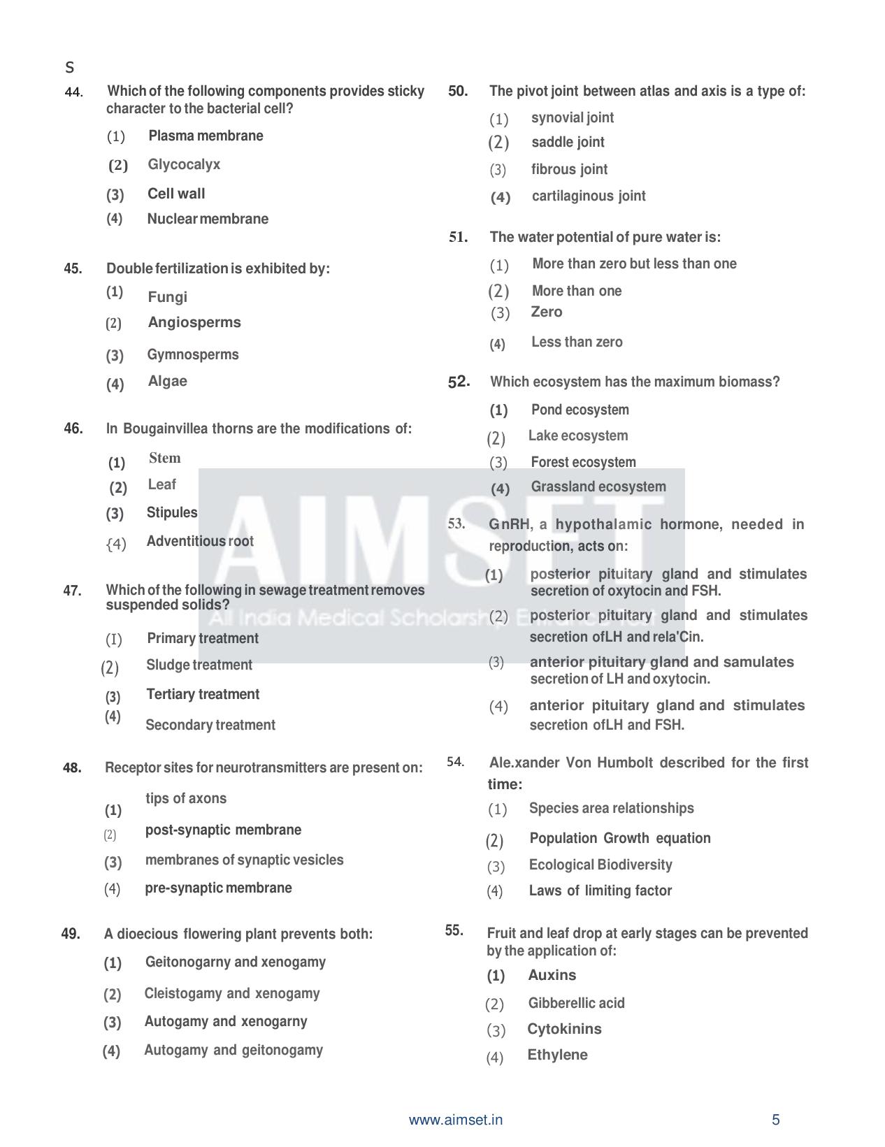 AIMSET 2024 Sample Paper - 1 - Page 6