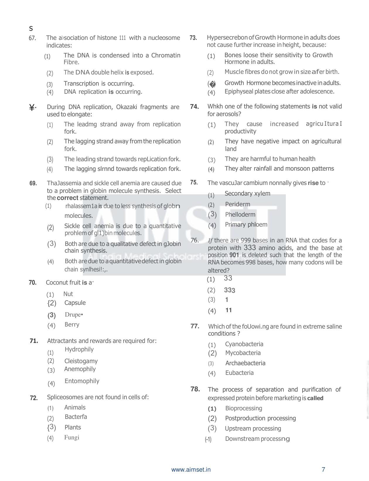 AIMSET 2024 Sample Paper - 1 - Page 8