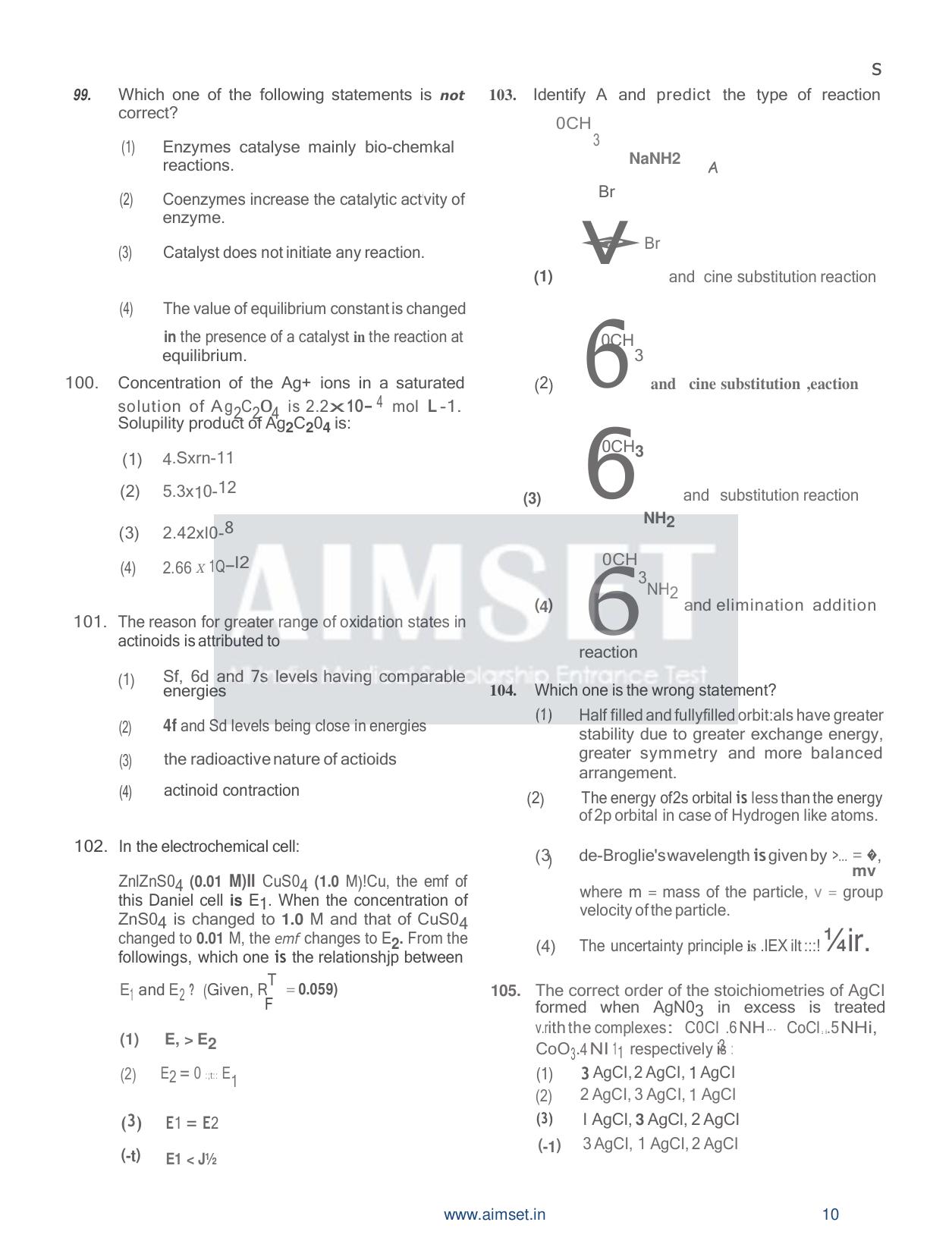 AIMSET 2024 Sample Paper - 1 - Page 11