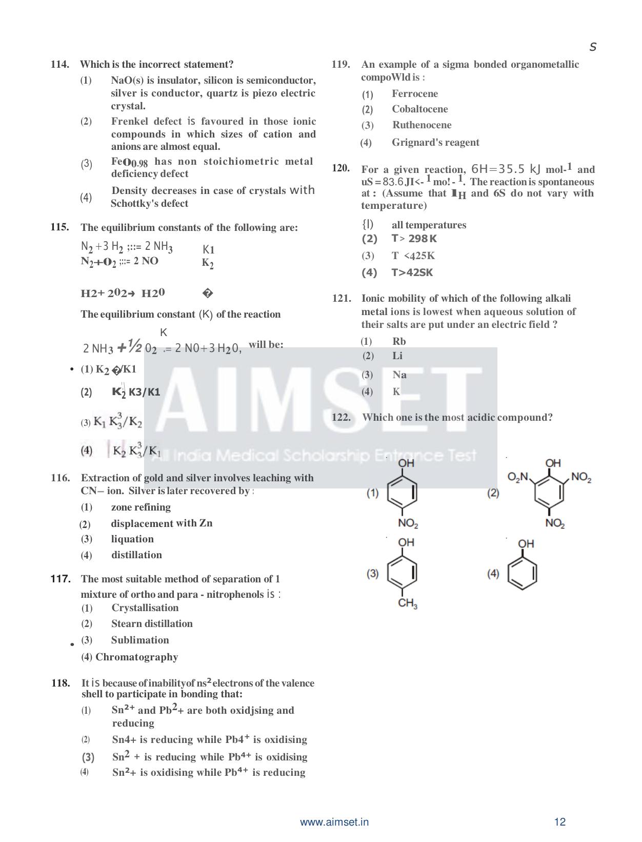 AIMSET 2024 Sample Paper - 1 - Page 13