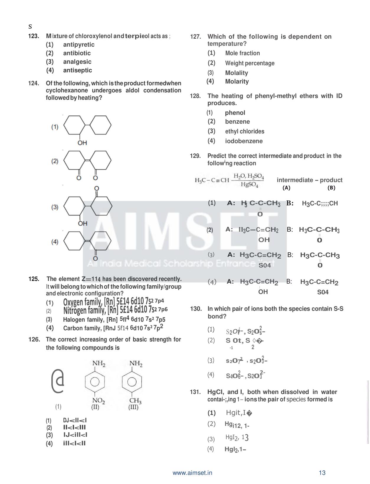 AIMSET 2024 Sample Paper - 1 - Page 14