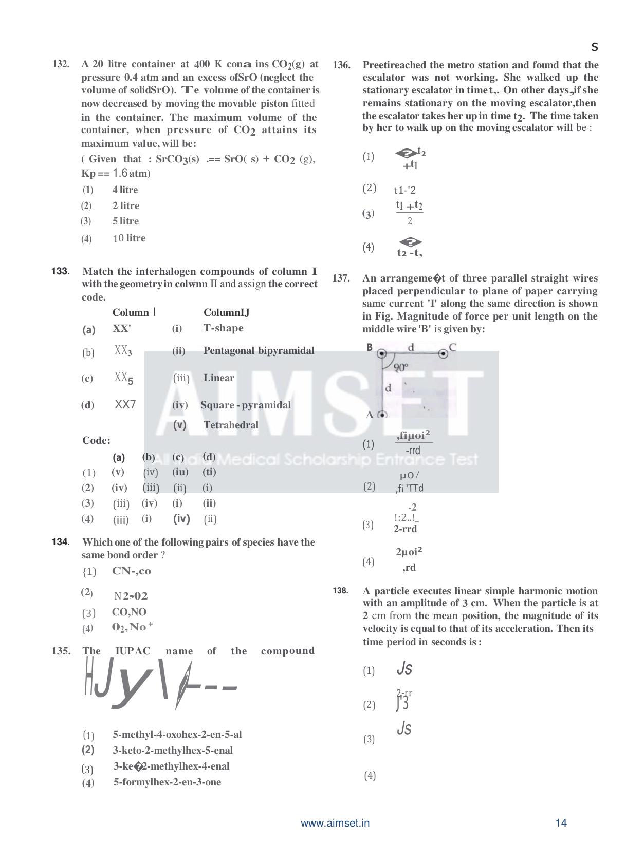 AIMSET 2024 Sample Paper - 1 - Page 15