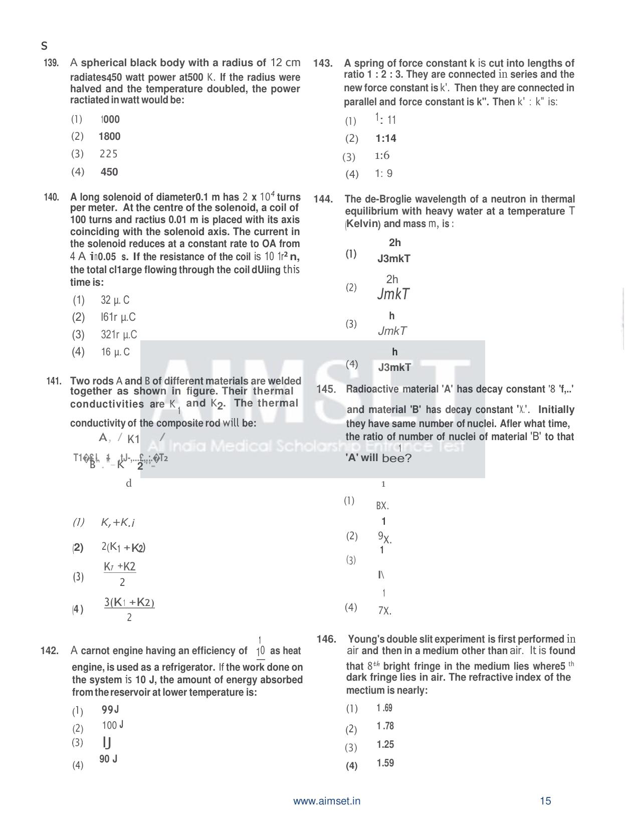 AIMSET 2024 Sample Paper - 1 - Page 16
