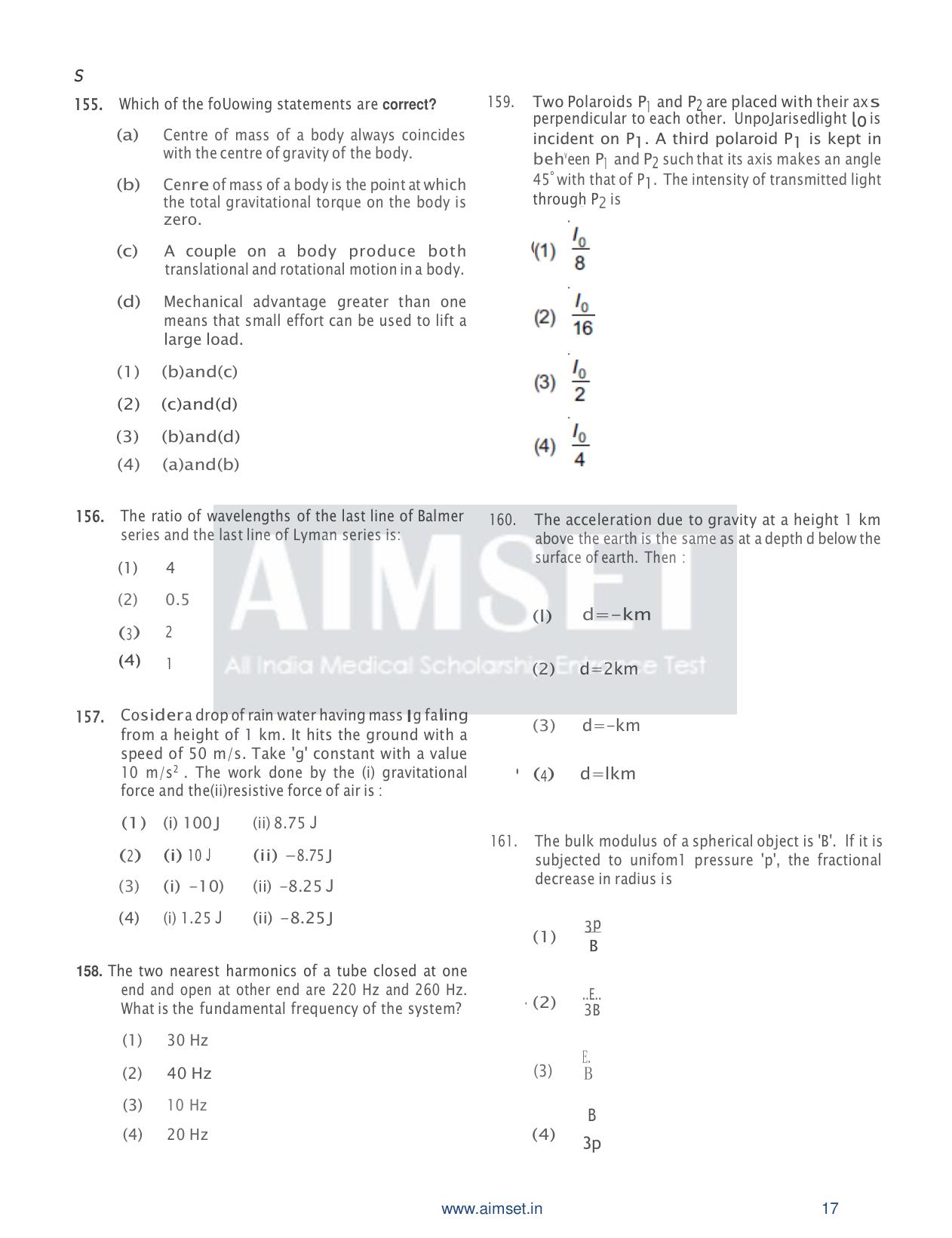 AIMSET 2024 Sample Paper - 1 - Page 18