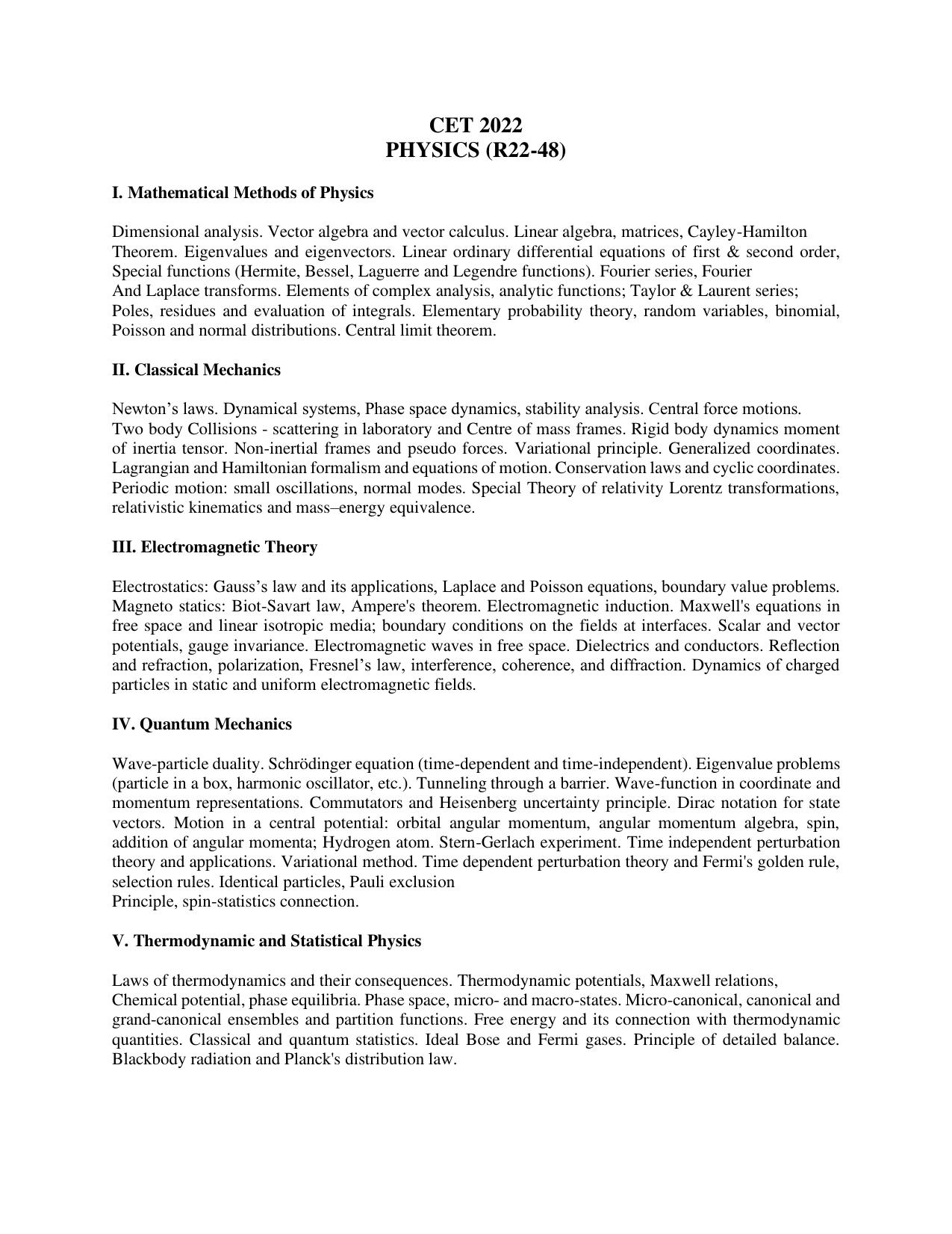 AP RCET Physics Syllabus - Page 1