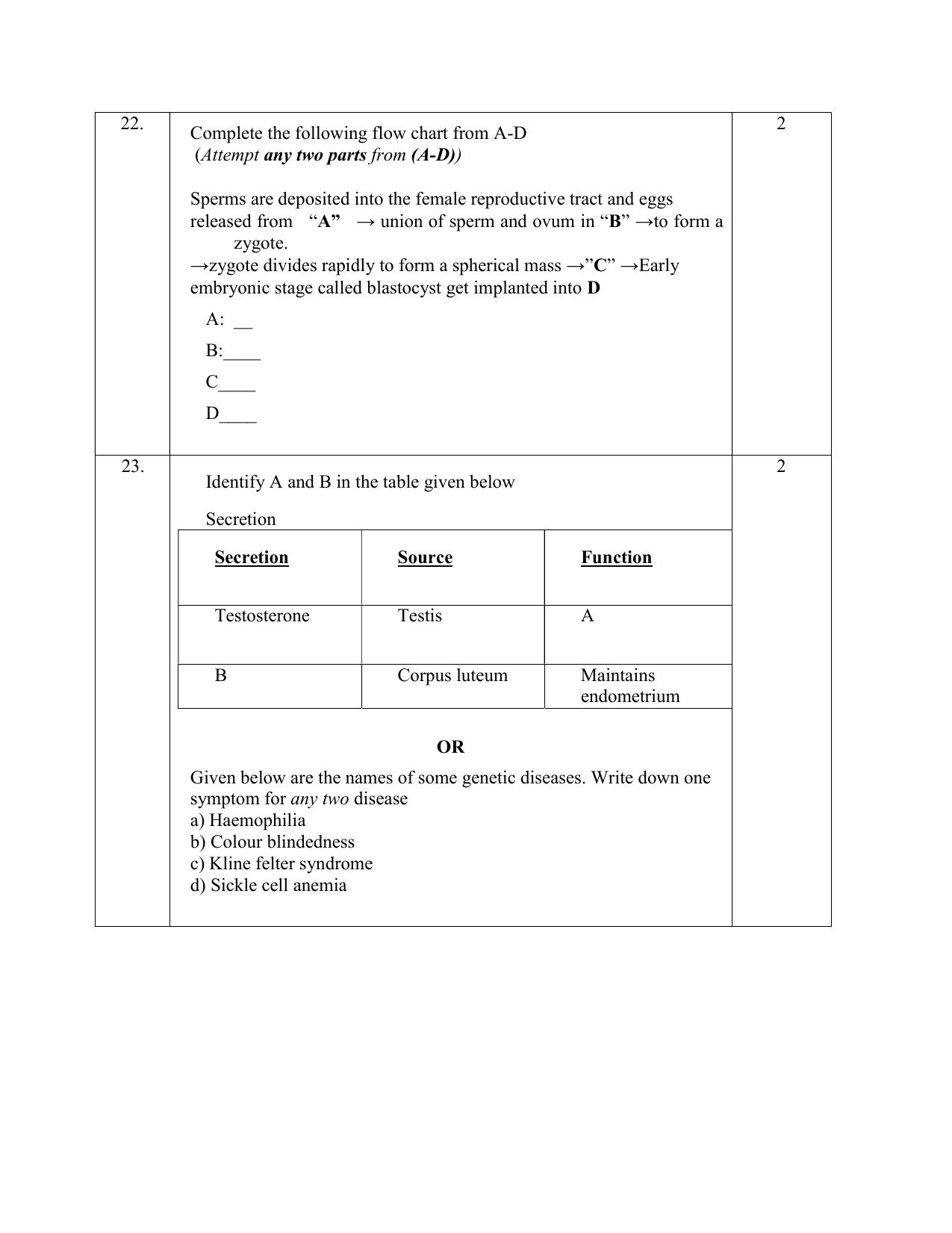 NIOS Class 12 Biology Sample Paper - Page 8