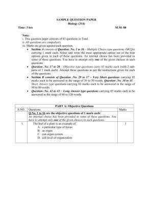 NIOS Class 12 Biology Sample Paper
