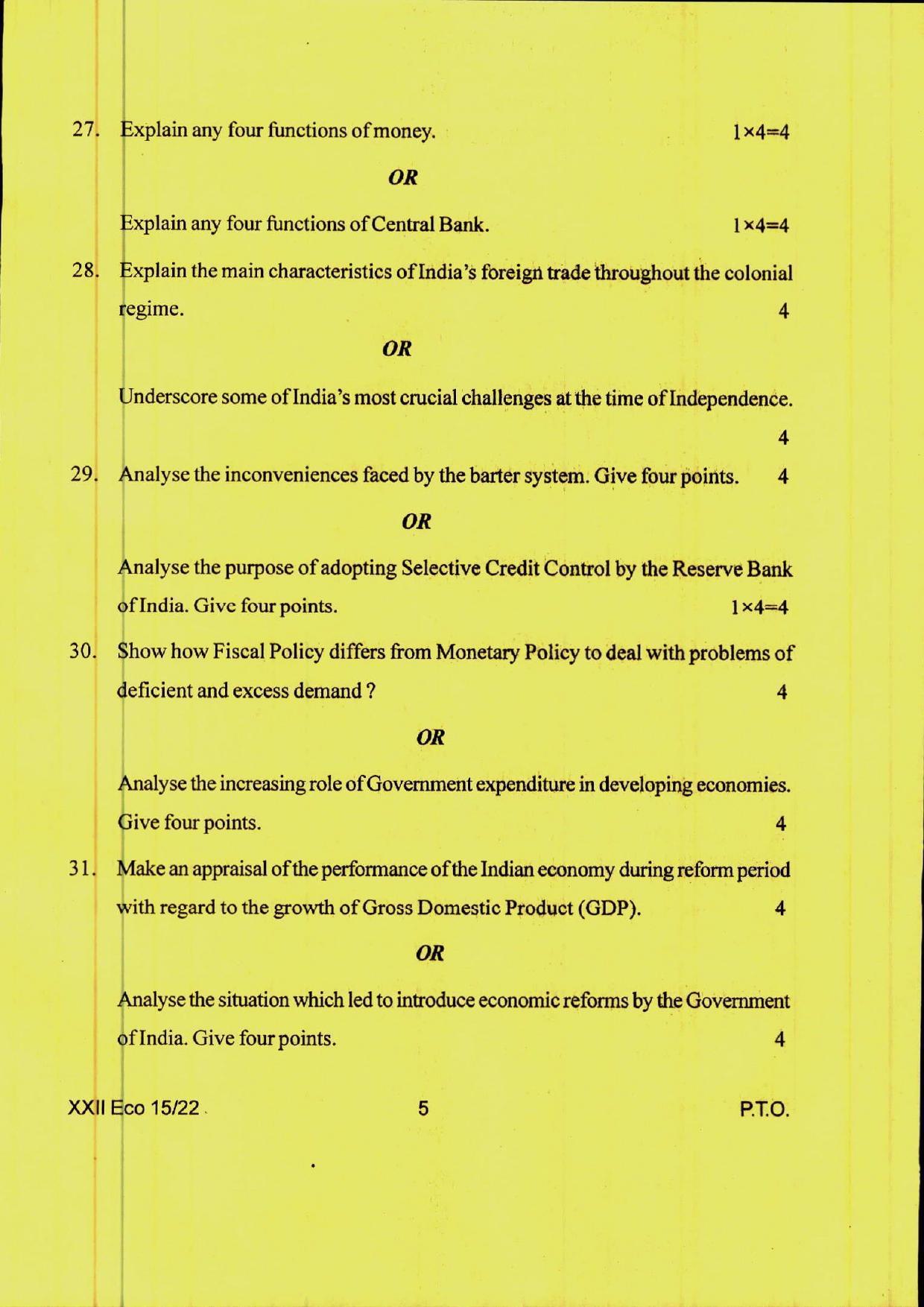 COHSEM 12th Question Papers 2022 Economics - Page 5