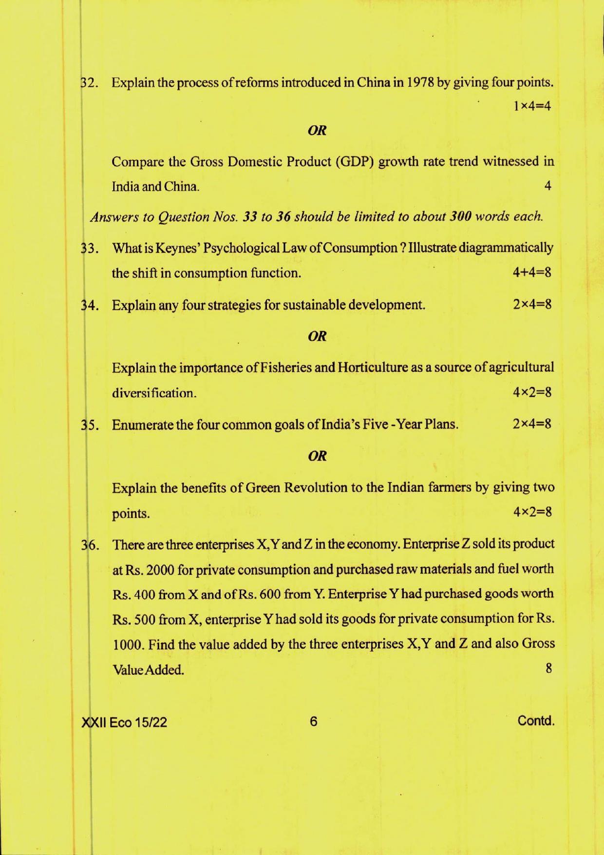 COHSEM 12th Question Papers 2022 Economics - Page 6