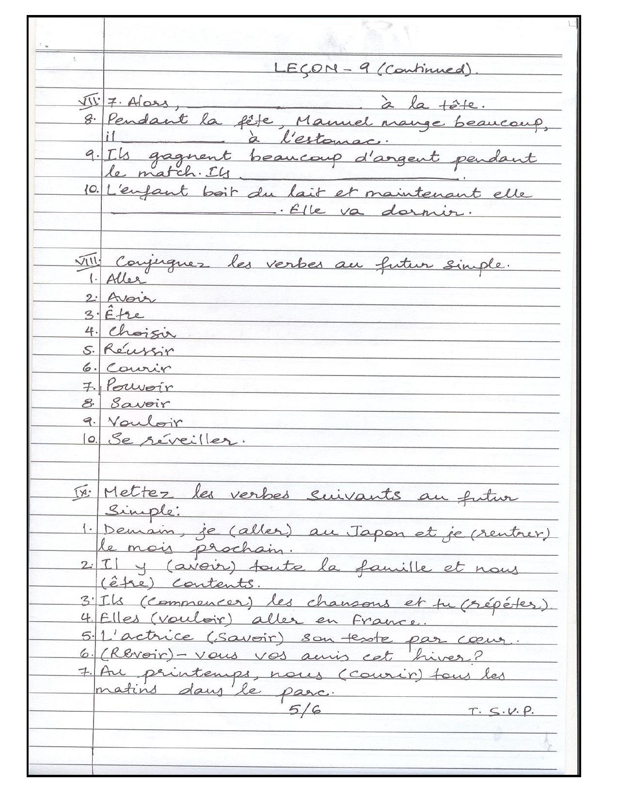 CBSE Worksheets for Class 8 French Assignment 22 - Page 1