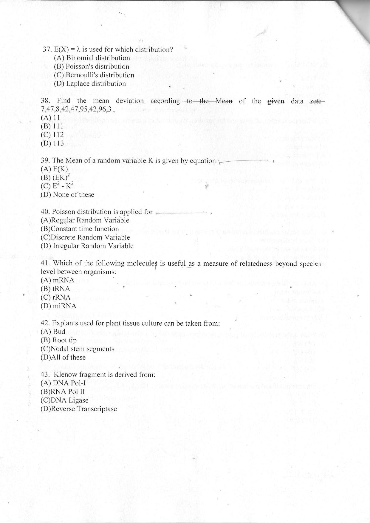 Odisha CPET BIOINFORMATICS SET II 2021 Question Paper - Page 6