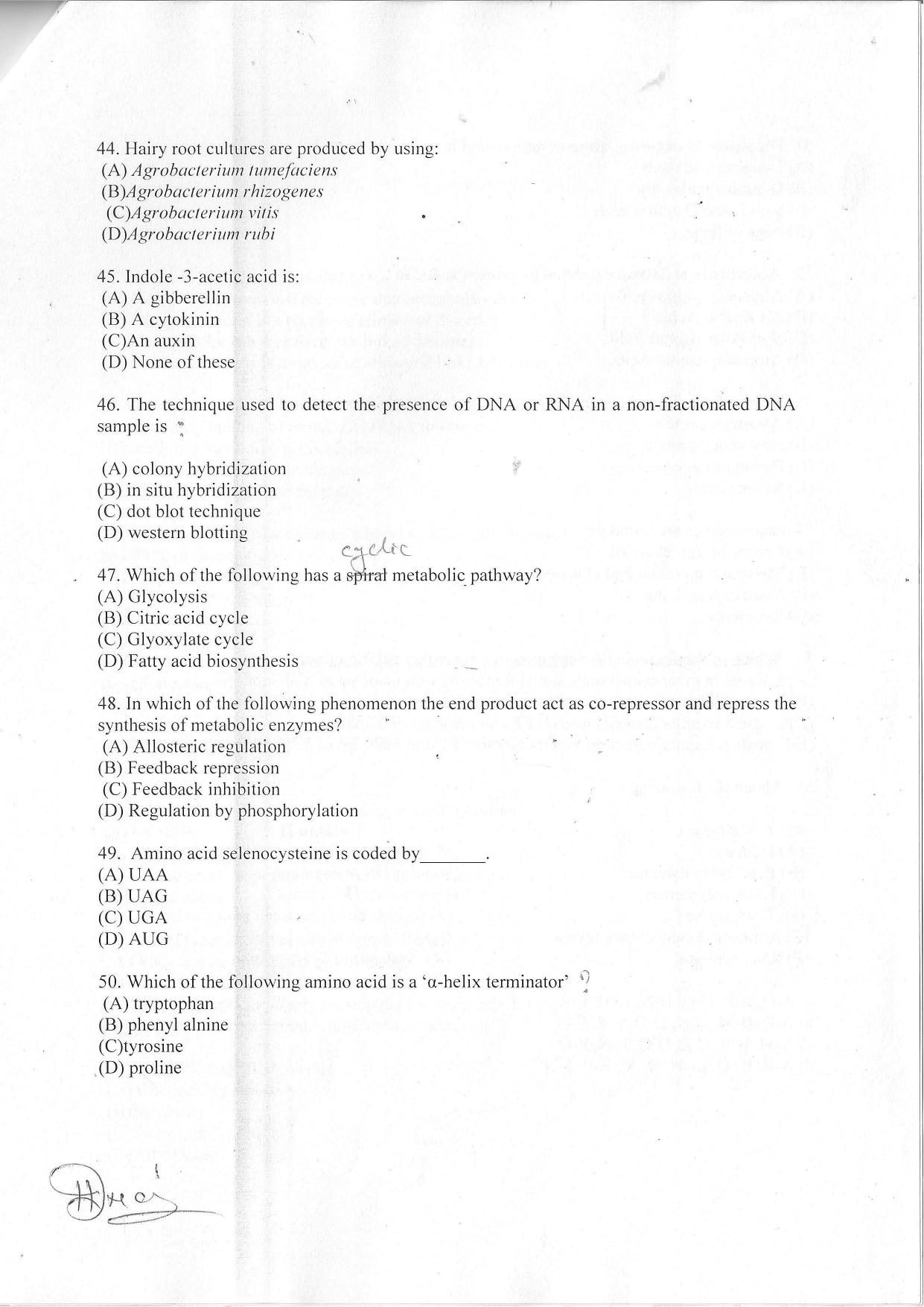 Odisha CPET BIOINFORMATICS SET II 2021 Question Paper - Page 7