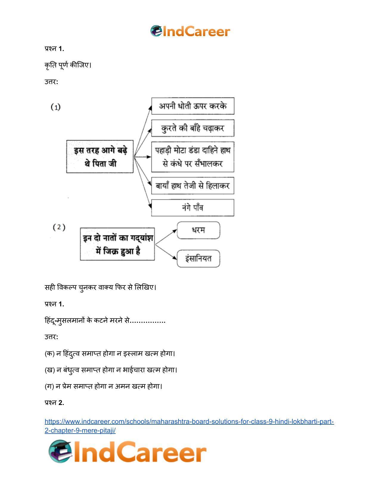Maharashtra Board Solutions for Class 9- Hindi Lokbharti (Part 2): Chapter 9- मेरे पिता जी - Page 10