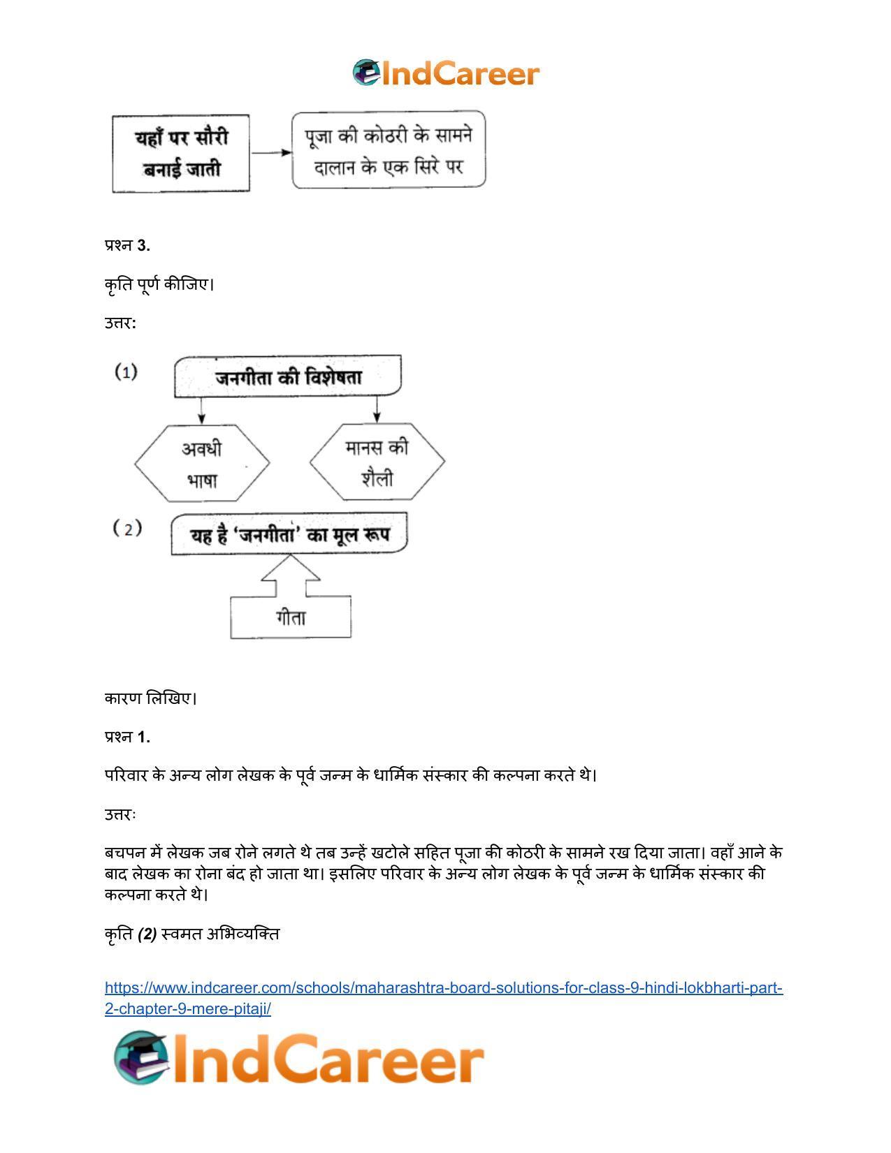 Maharashtra Board Solutions for Class 9- Hindi Lokbharti (Part 2): Chapter 9- मेरे पिता जी - Page 14