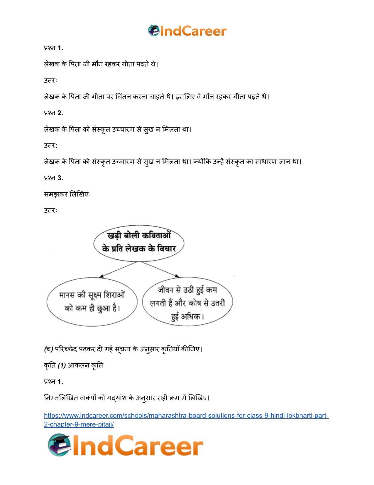 Maharashtra Board Solutions for Class 9- Hindi Lokbharti (Part 2): Chapter 9- मेरे पिता जी - Page 16