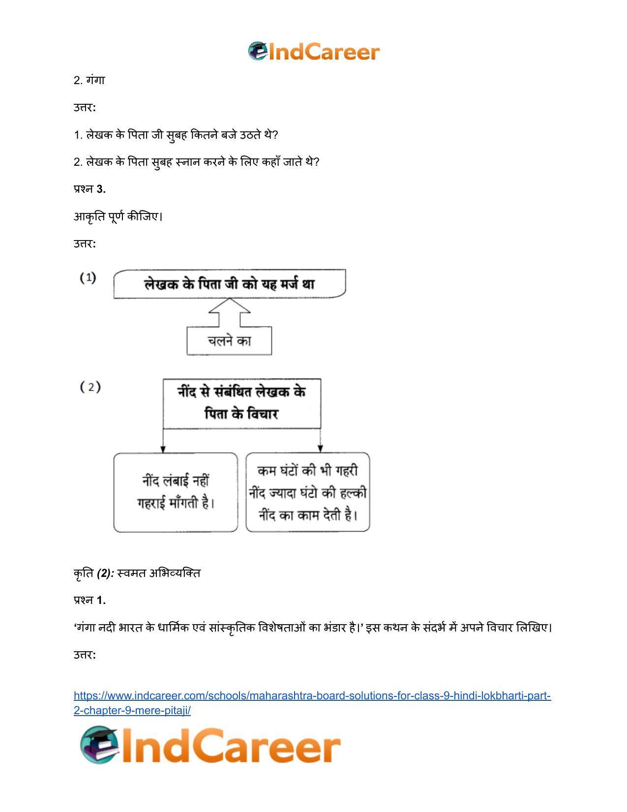 Maharashtra Board Solutions for Class 9- Hindi Lokbharti (Part 2): Chapter 9- मेरे पिता जी - Page 19